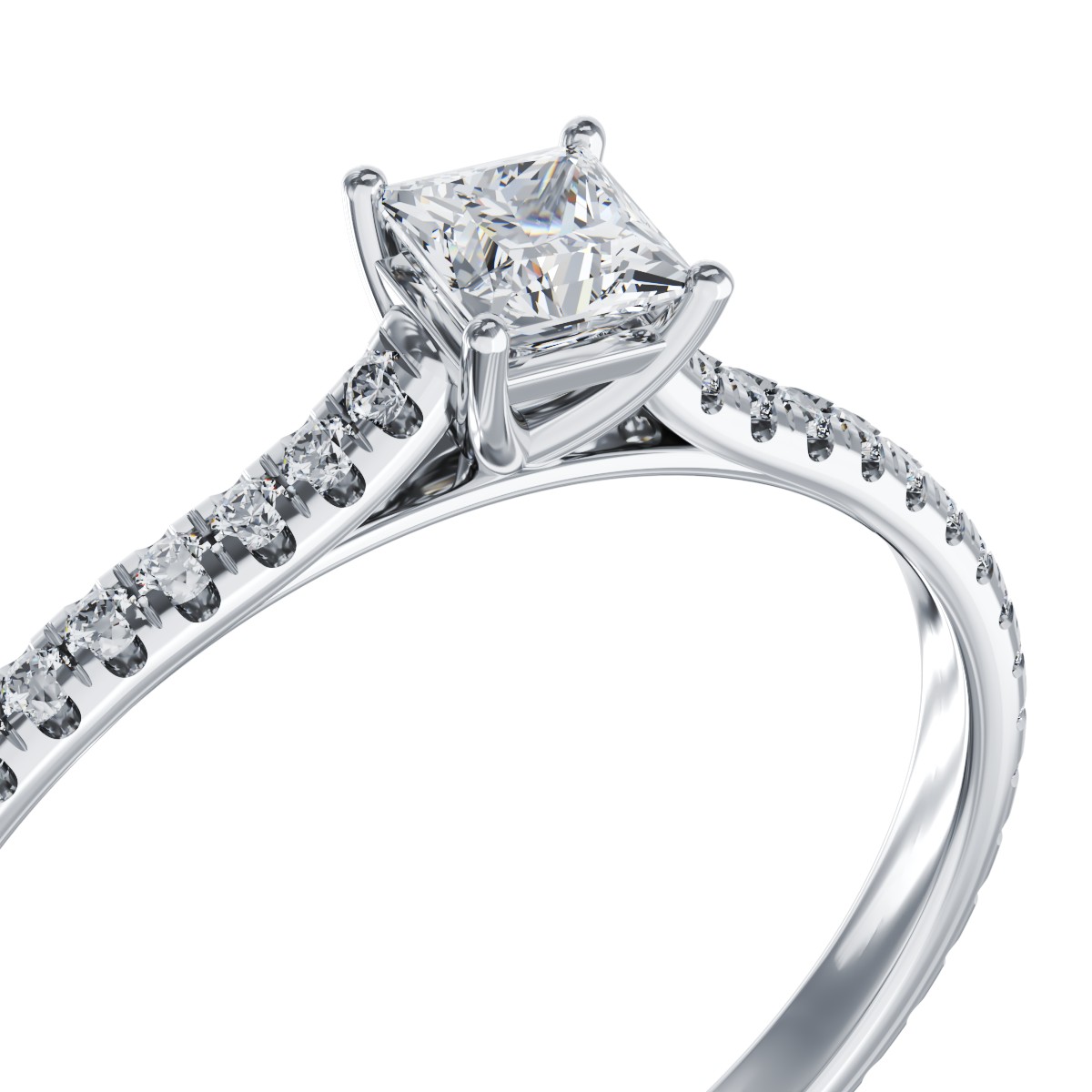 Платинен годежен пръстен с диамант от 0.25ct и диаманти от 0.15ct