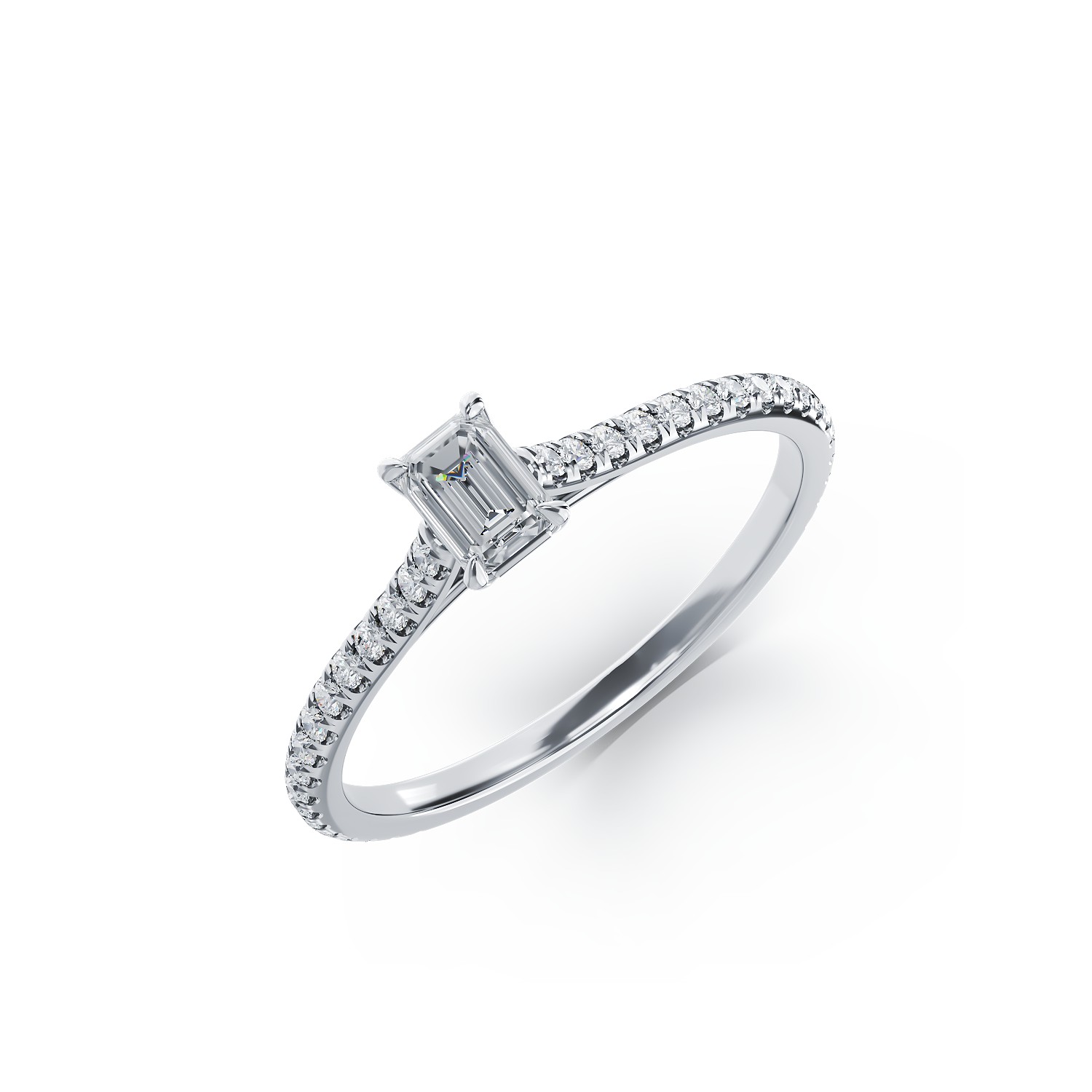 Платинен годежен пръстен с диамант от 0.25ct и диаманти от 0.21ct