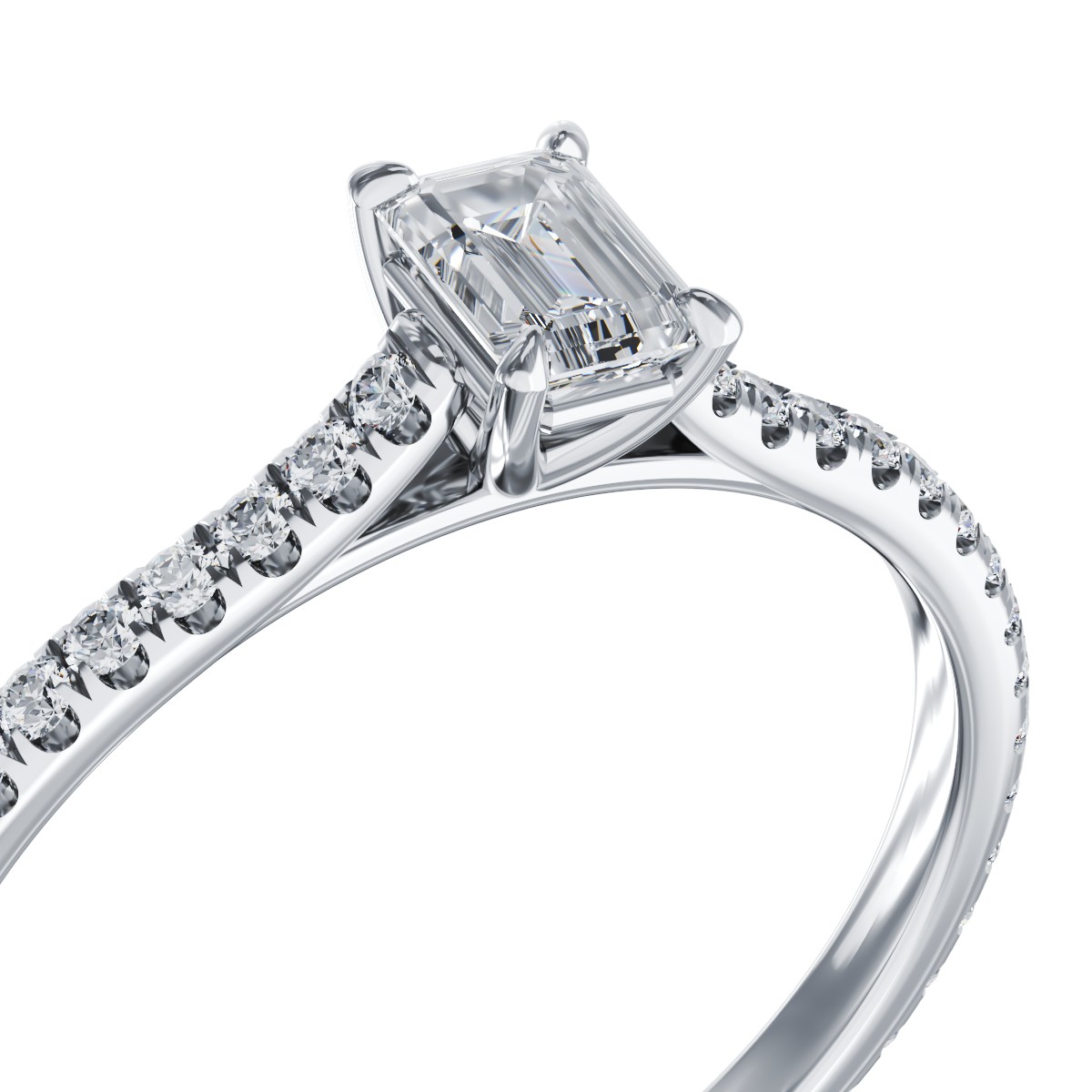 Платинен годежен пръстен с диамант от 0.25ct и диаманти от 0.21ct