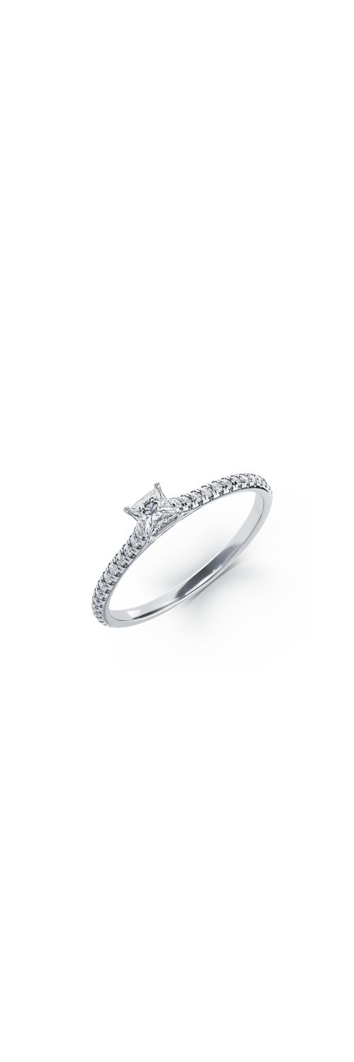 Платинен годежен пръстен с диамант от 0.2ct и диаманти от 0.16ct