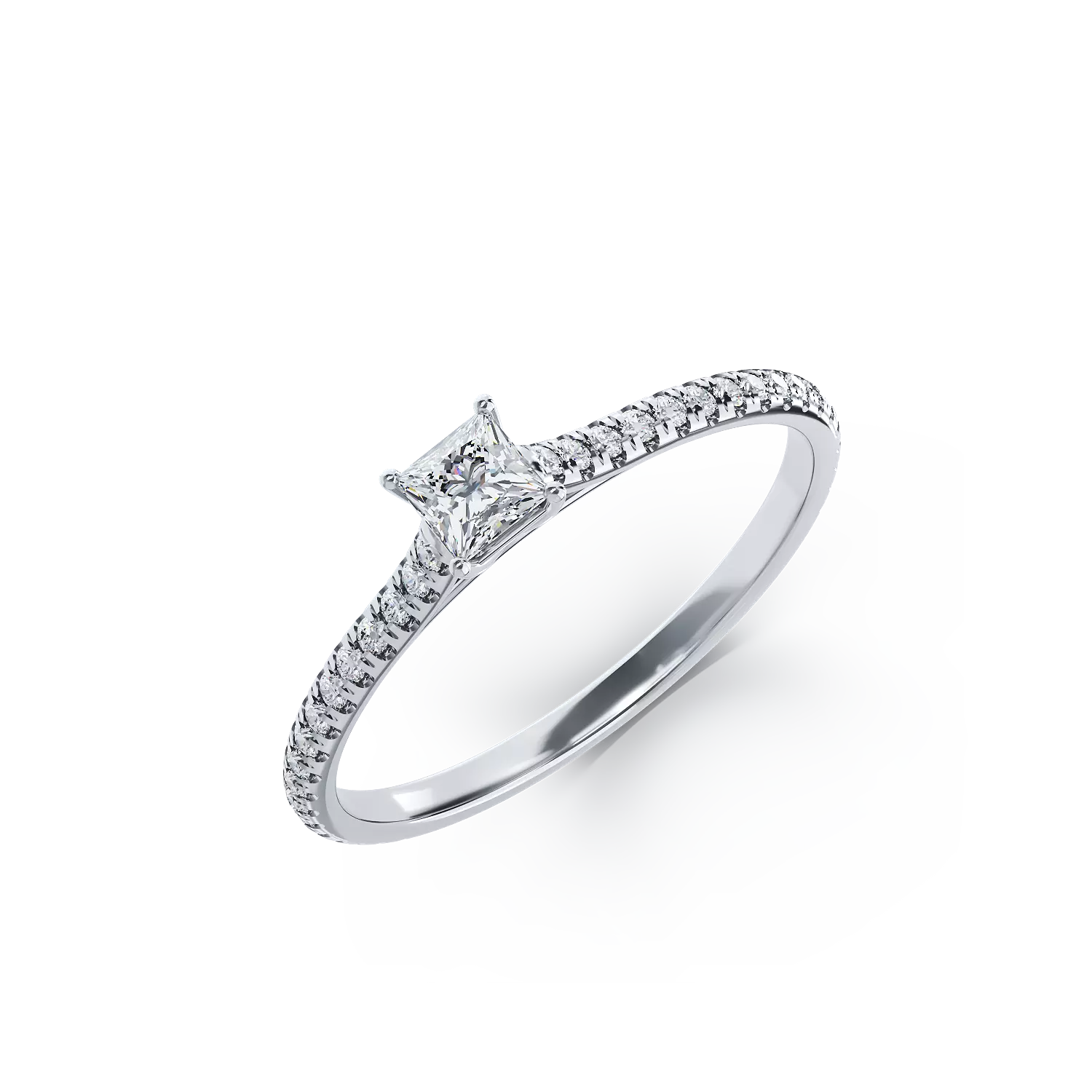 Inel de logodna din platina cu diamant de 0.2ct si diamante de 0.16ct