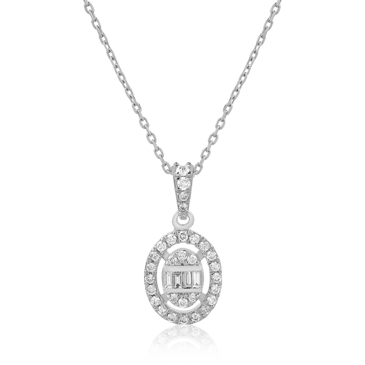 18K white gold pendant necklace with 0.19ct diamonds