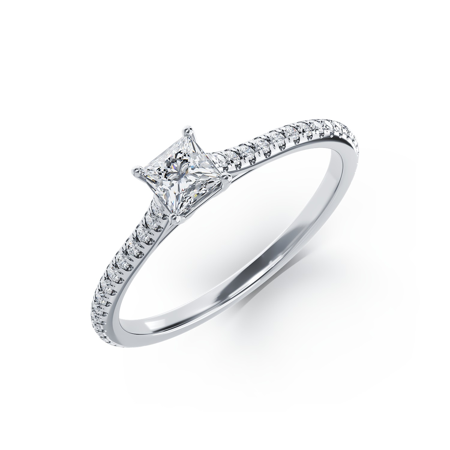 Inel de logodna din platina cu diamant de 0.33ct si diamante de 0.155ct