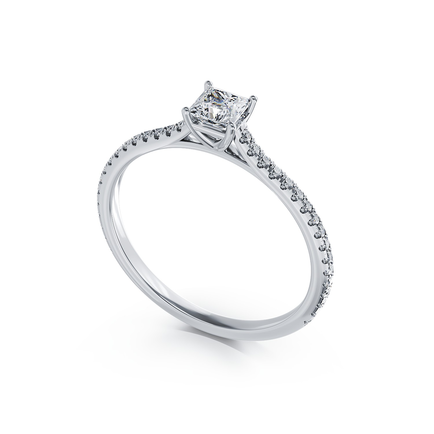 Платинен годежен пръстен с диамант от 0.32ct и диаманти от 0.17ct