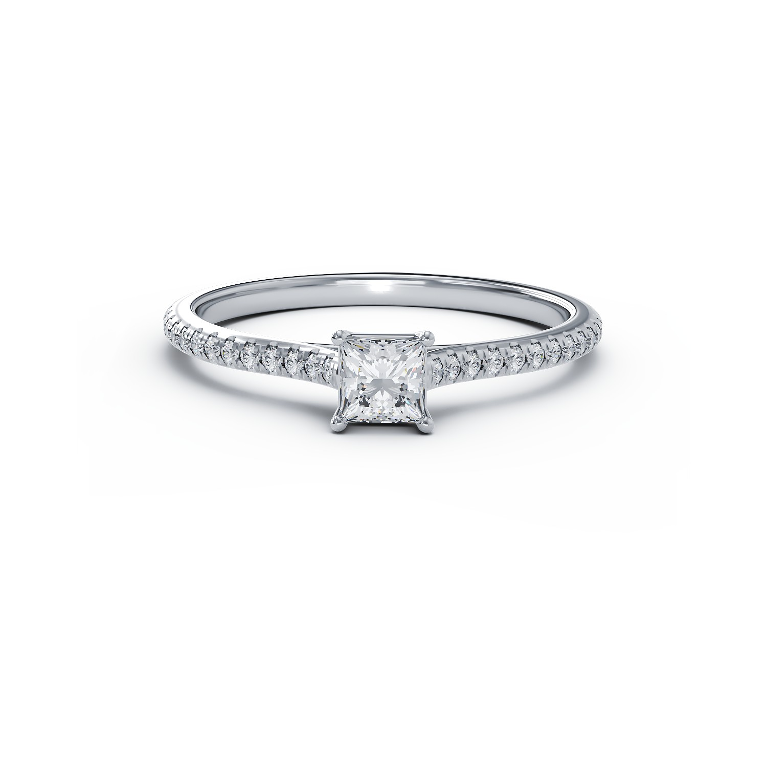 Платинен годежен пръстен с диамант от 0.32ct и диаманти от 0.17ct