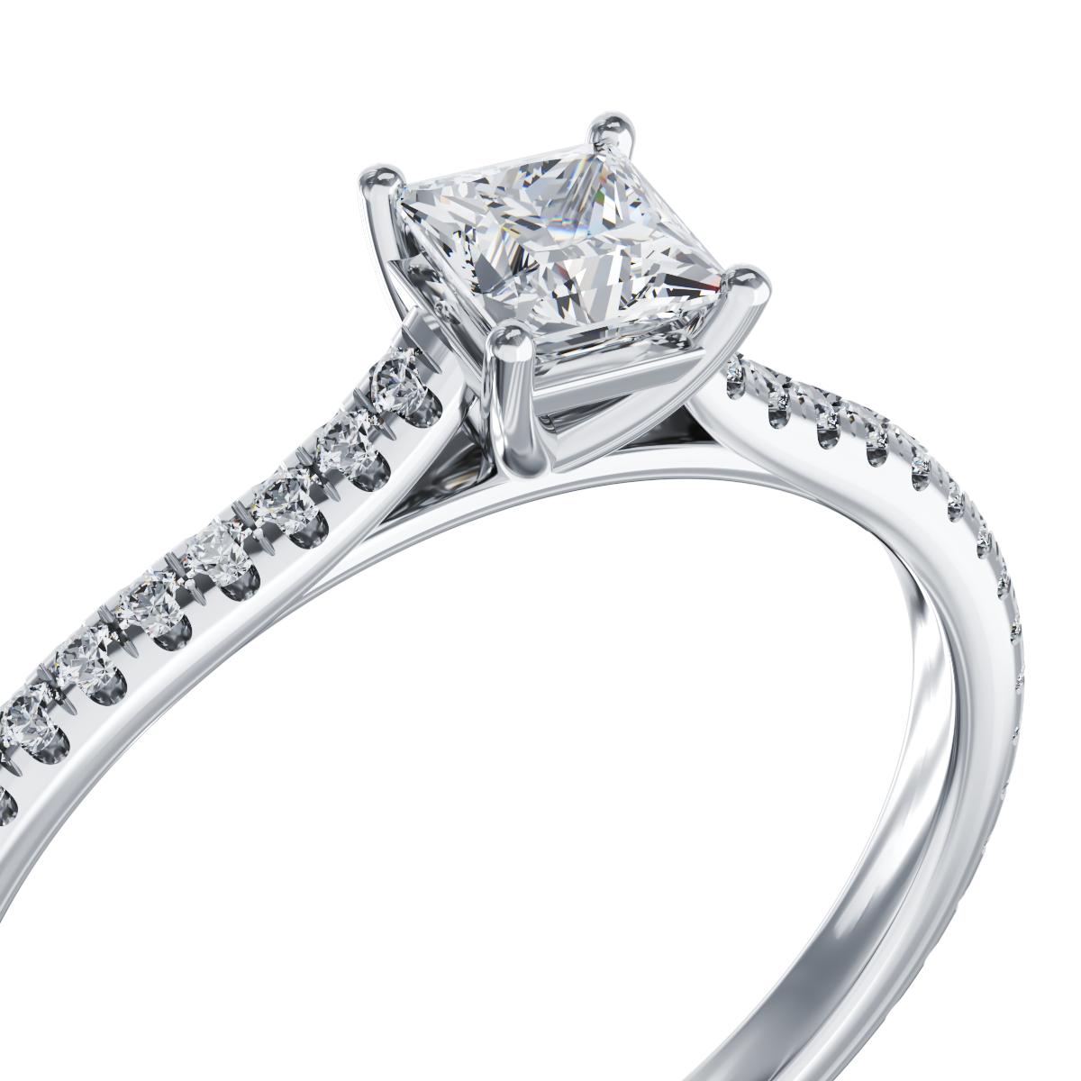 Inel de logodna din platina cu diamant de 0.32ct si diamante de 0.17ct