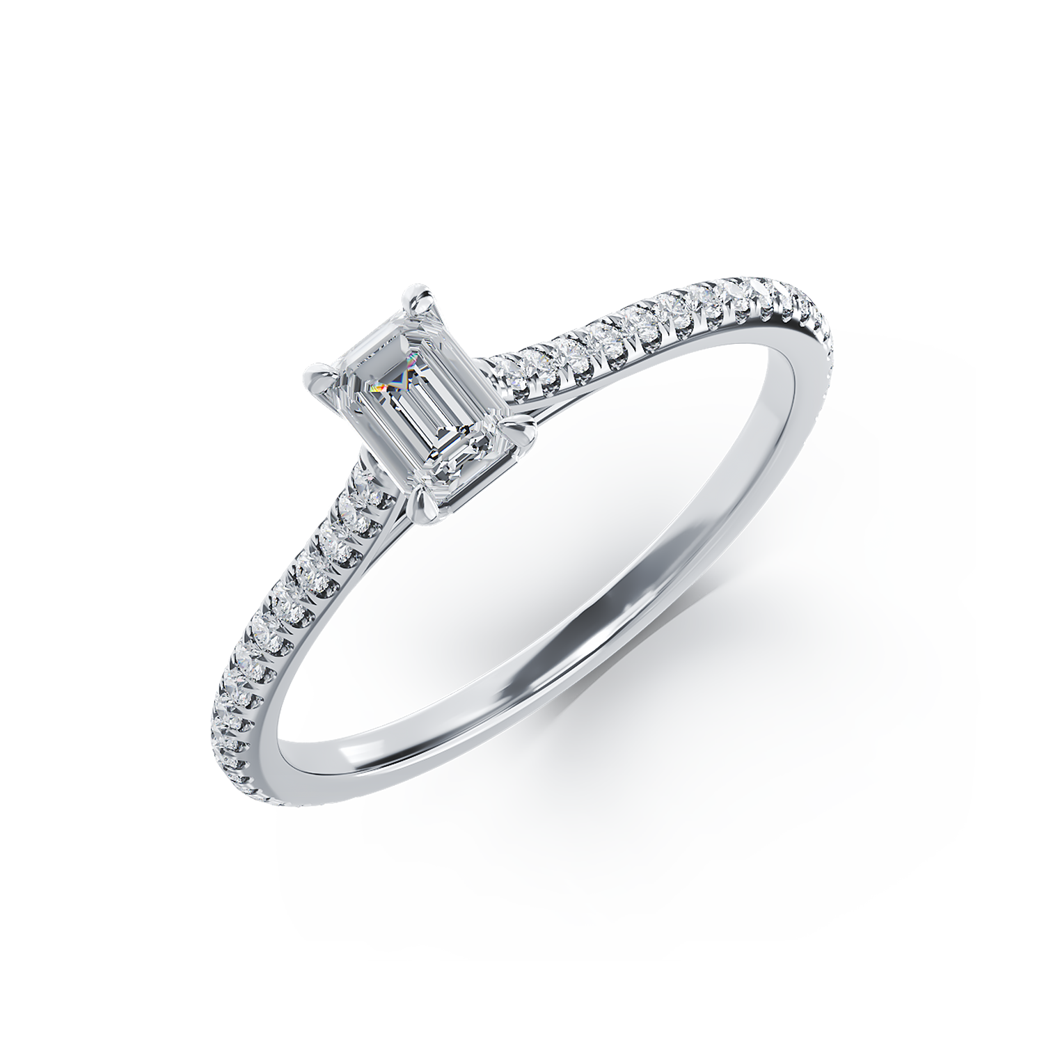 Poze Inel de logodna din platina cu diamant de 0.31ct si diamante de 0.2ct