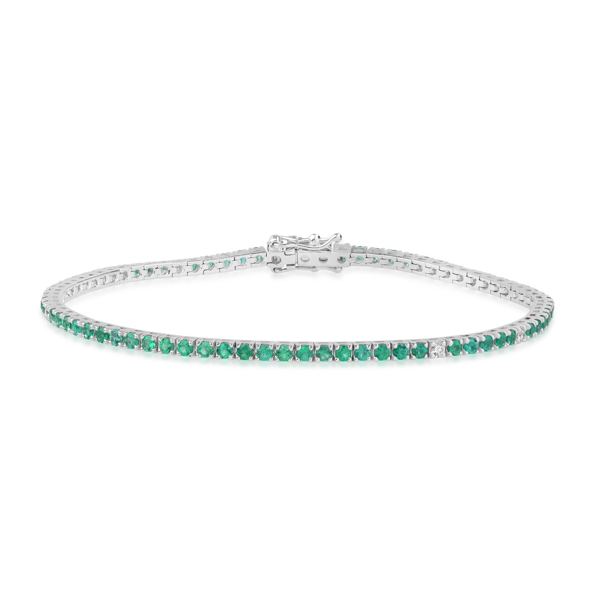 18K white gold bracelet with 0.1ct diamonds and 1.25ct emeralds