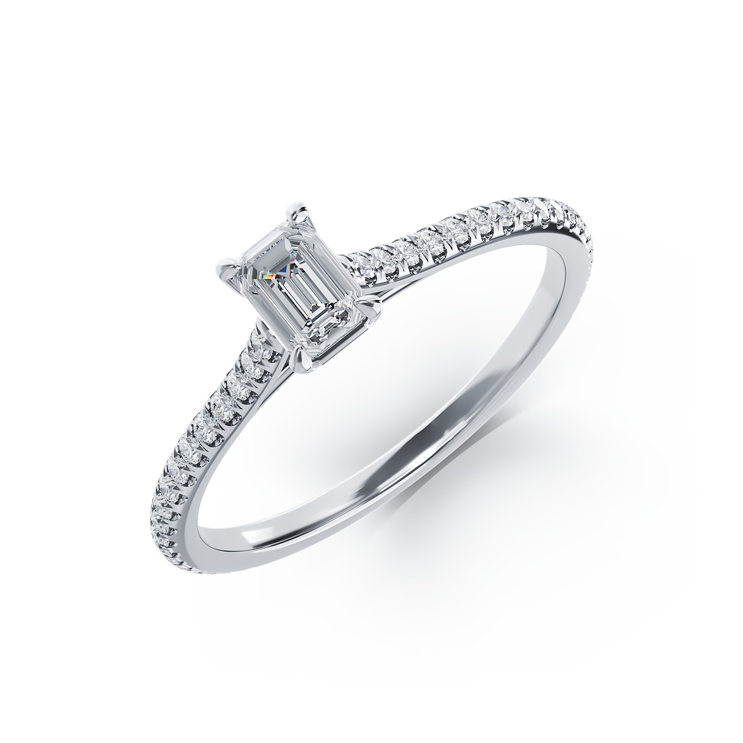 Inel de logodna din platina cu diamant de 0.3ct si diamante de 0.2ct