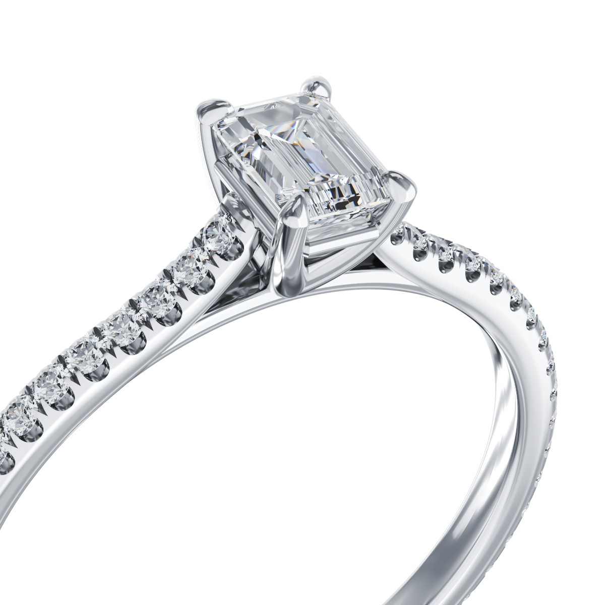Inel de logodna din platina cu diamant de 0.3ct si diamante de 0.2ct