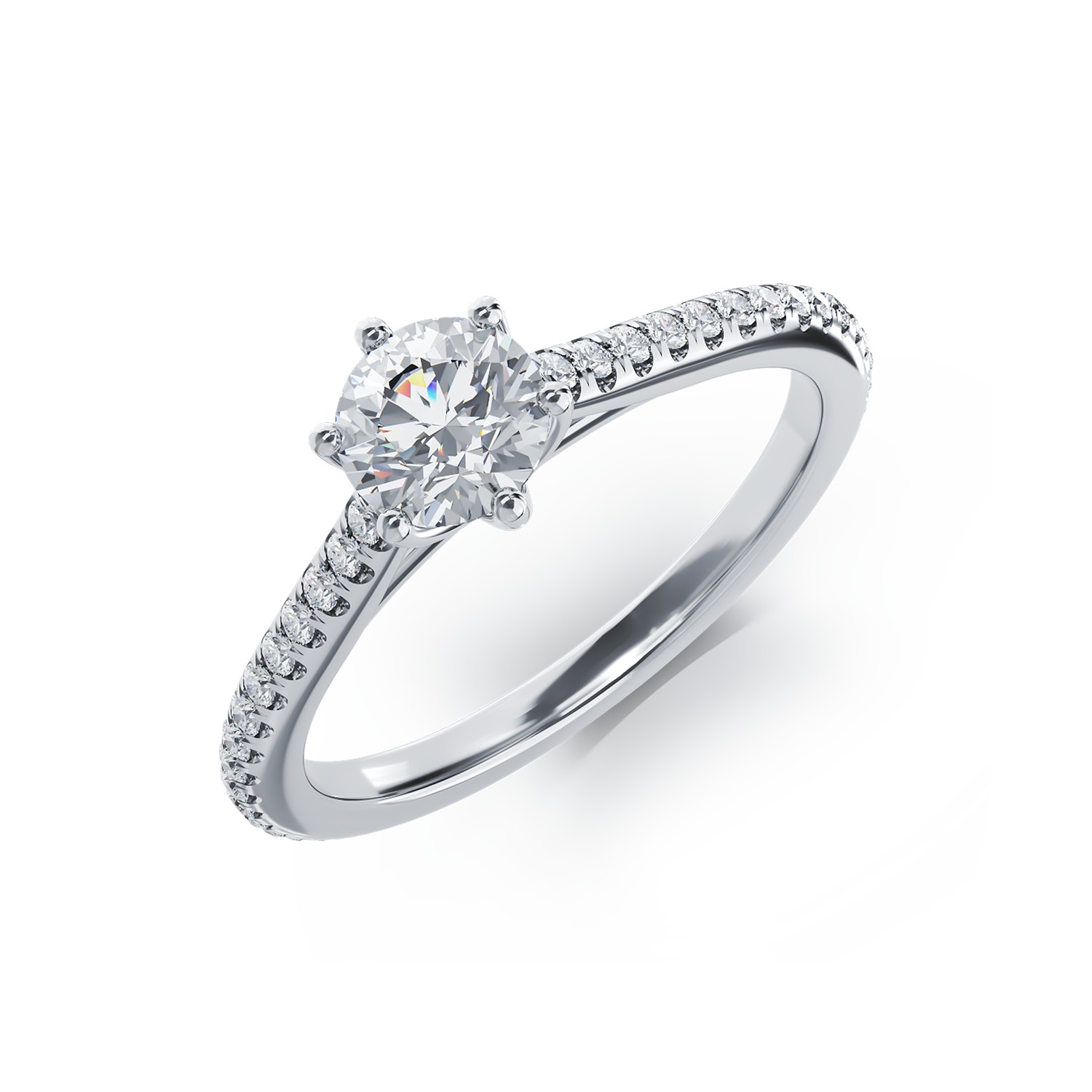Platynowy pierścionek zaręczynowy z brylantem 0.6ct i diamentami 0.18ct