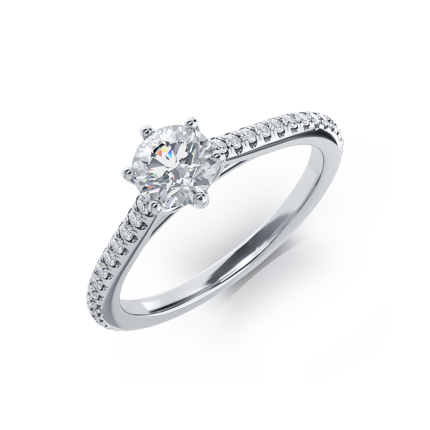 Inel de logodna din platina cu diamant de 0.6ct si diamante de 0.183ct