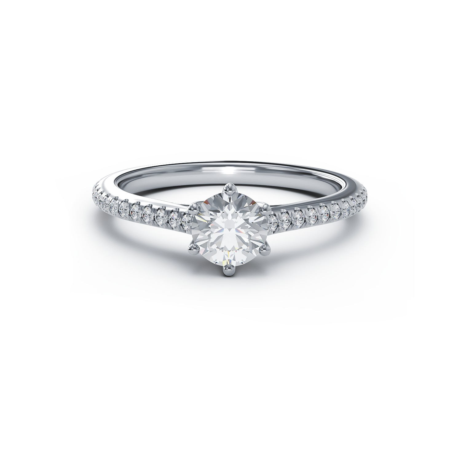 Inel de logodna din platina cu diamant de 0.6ct si diamante de 0.18ct