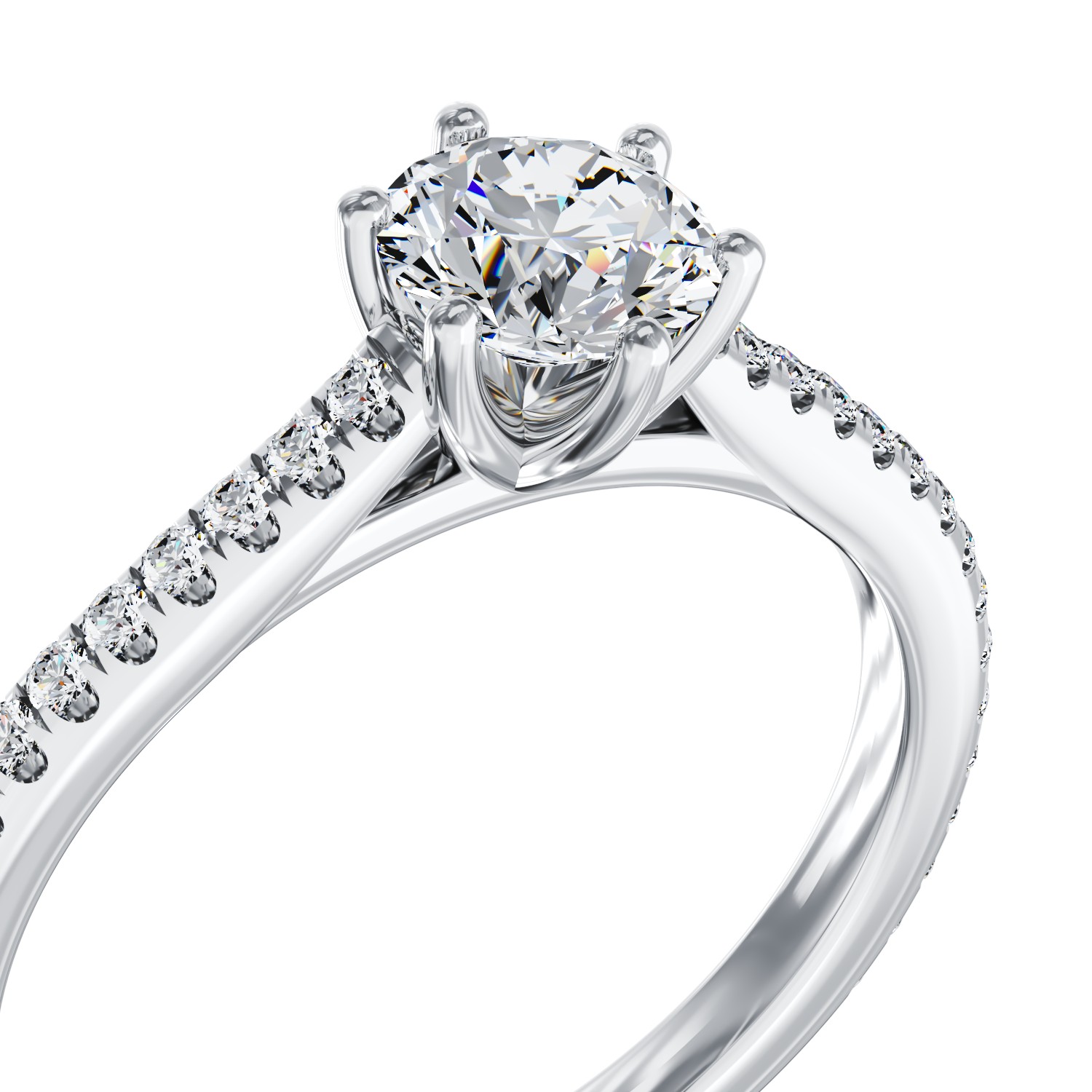 Inel de logodna din platina cu diamant de 0.6ct si diamante de 0.18ct