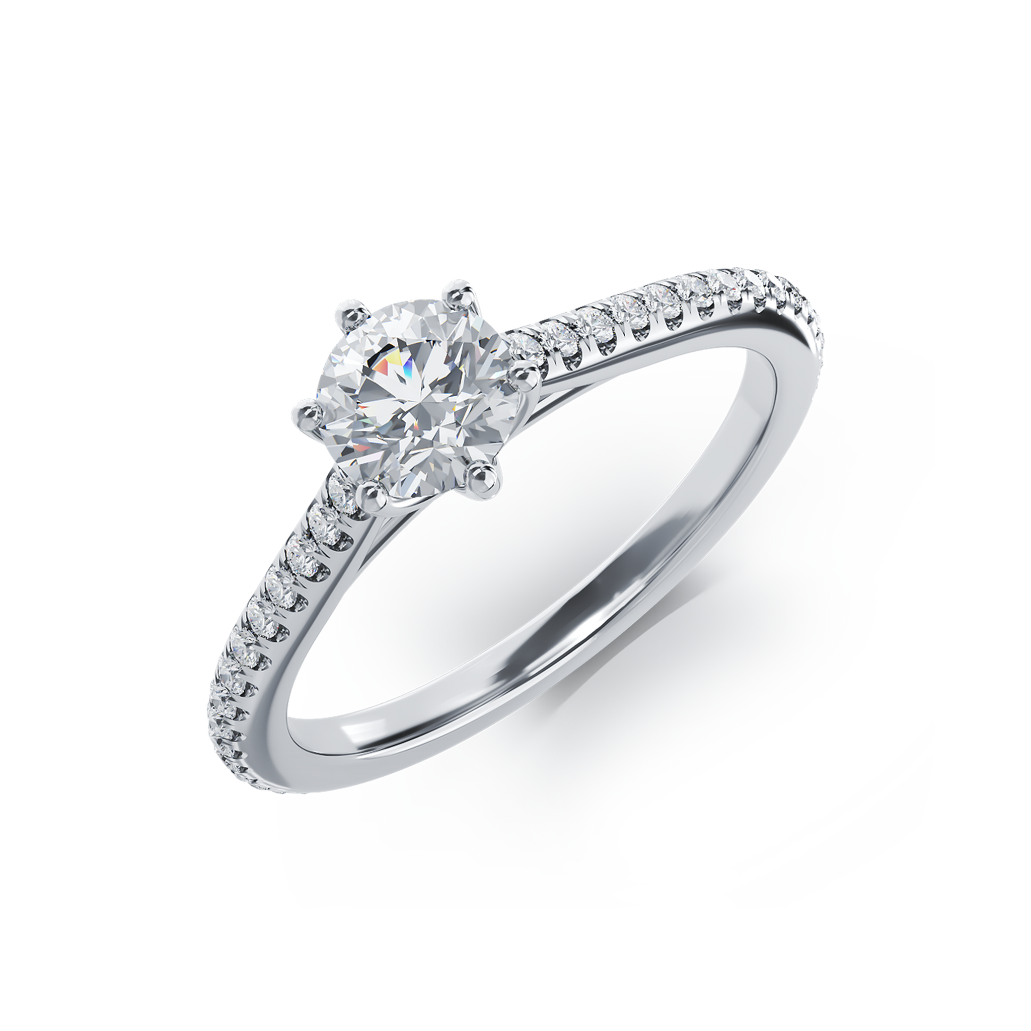 Platynowy pierścionek zaręczynowy z diamentem 0.62ct i diamentami 0.18ct