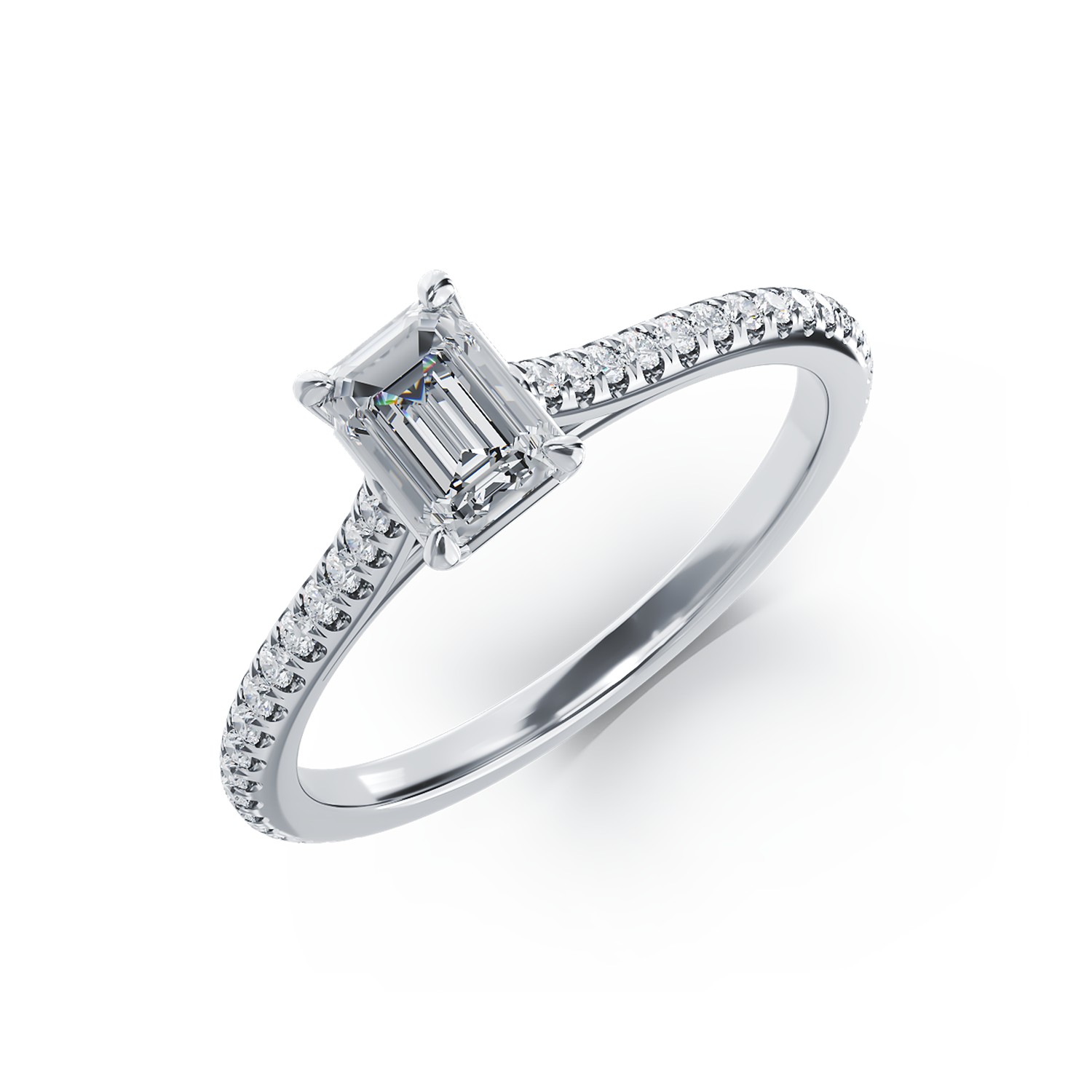Inel de logodna din platina cu diamant de 0.51ct si diamante de 0.2ct