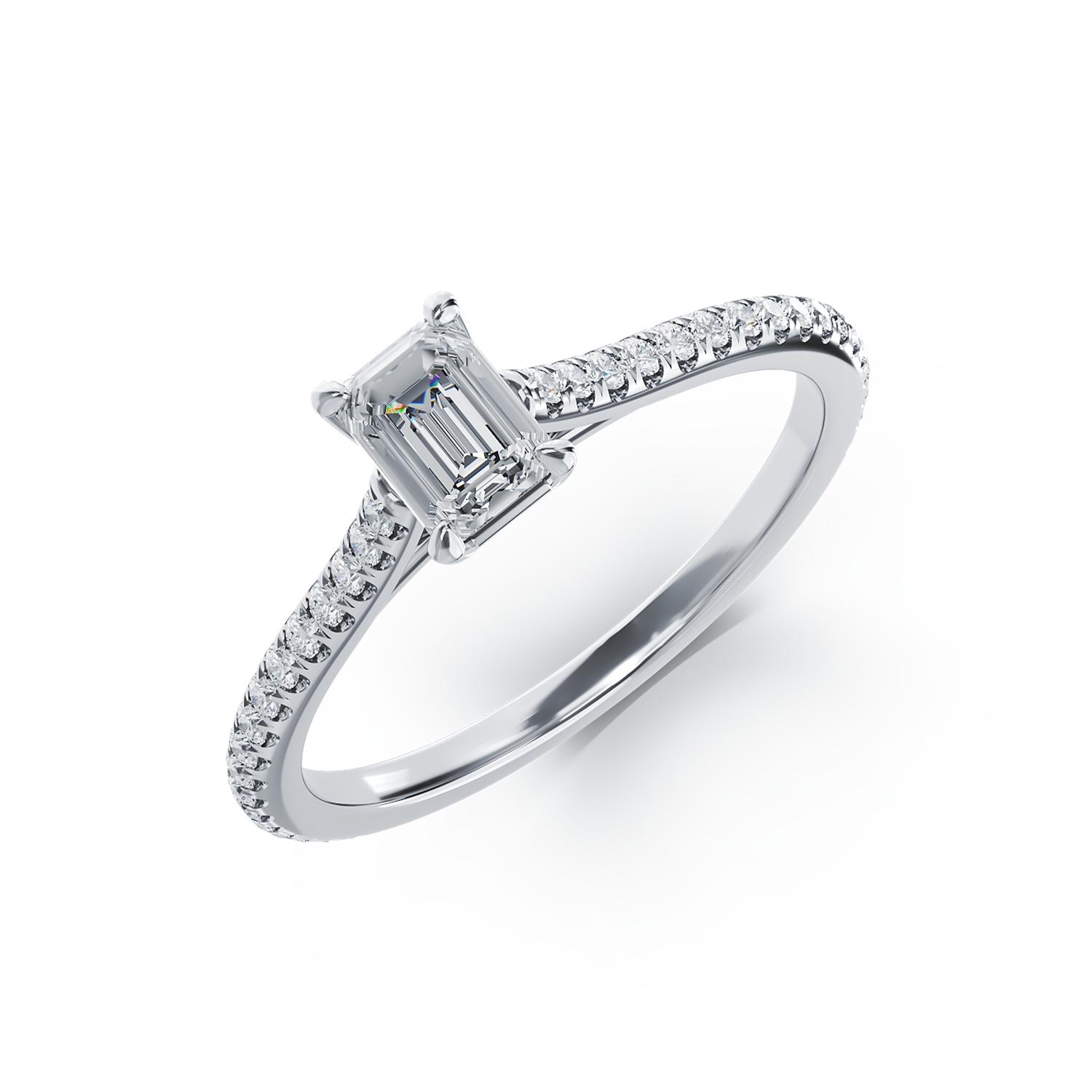 Platinum engagement ring with 0.4ct diamond and 0.2ct diamonds