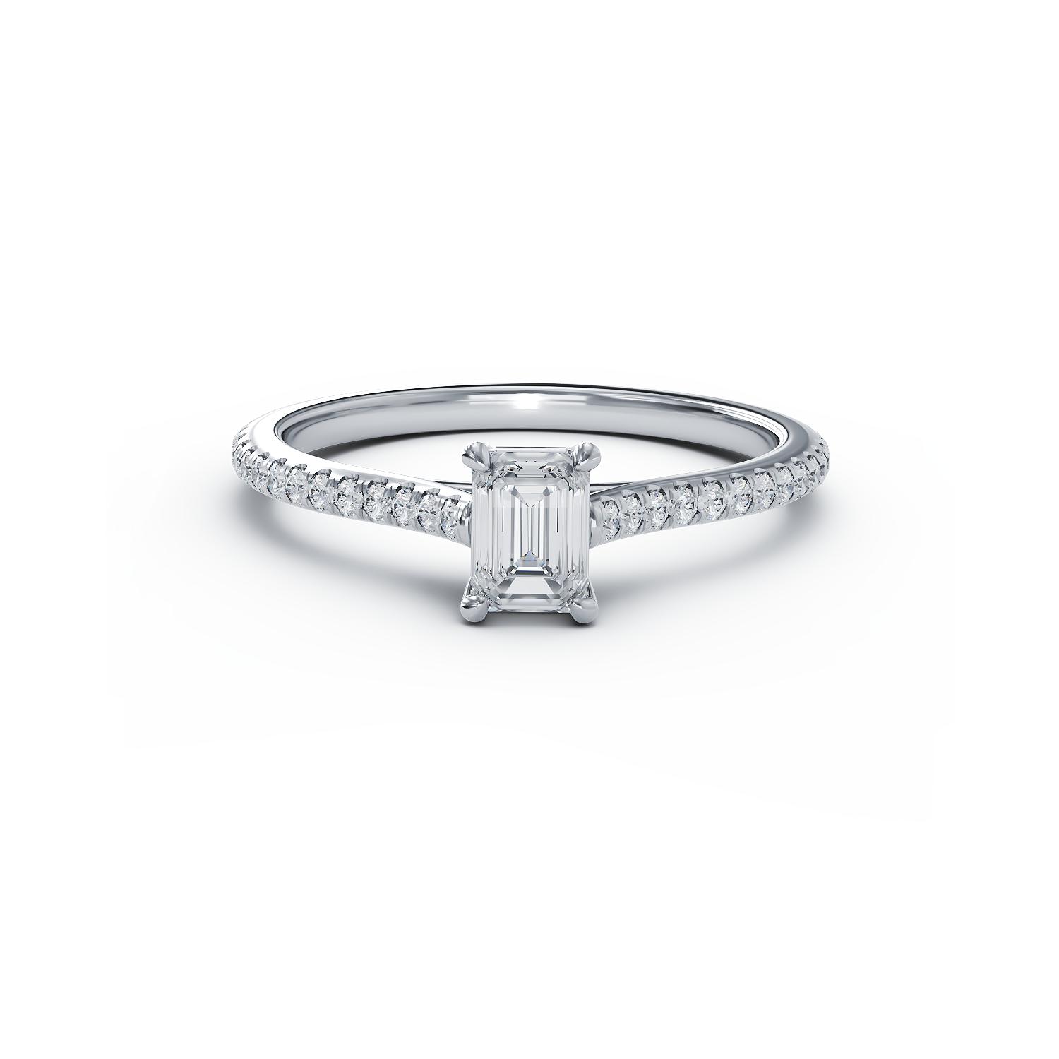 Platynowy pierścionek zaręczynowy z brylantem 0.4ct i brylantami 0.19ct