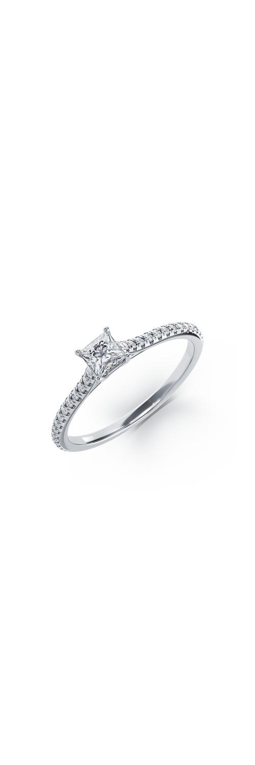 Платинен годежен пръстен с диамант от 0.3ct и диаманти от 0.18ct