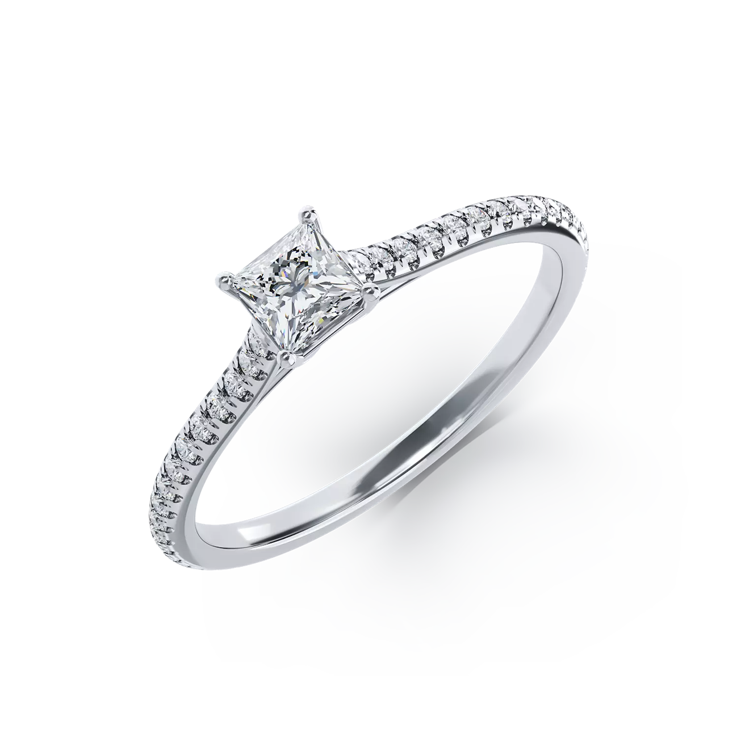Platinum engagement ring with 0.3ct diamond and 0.18ct diamonds