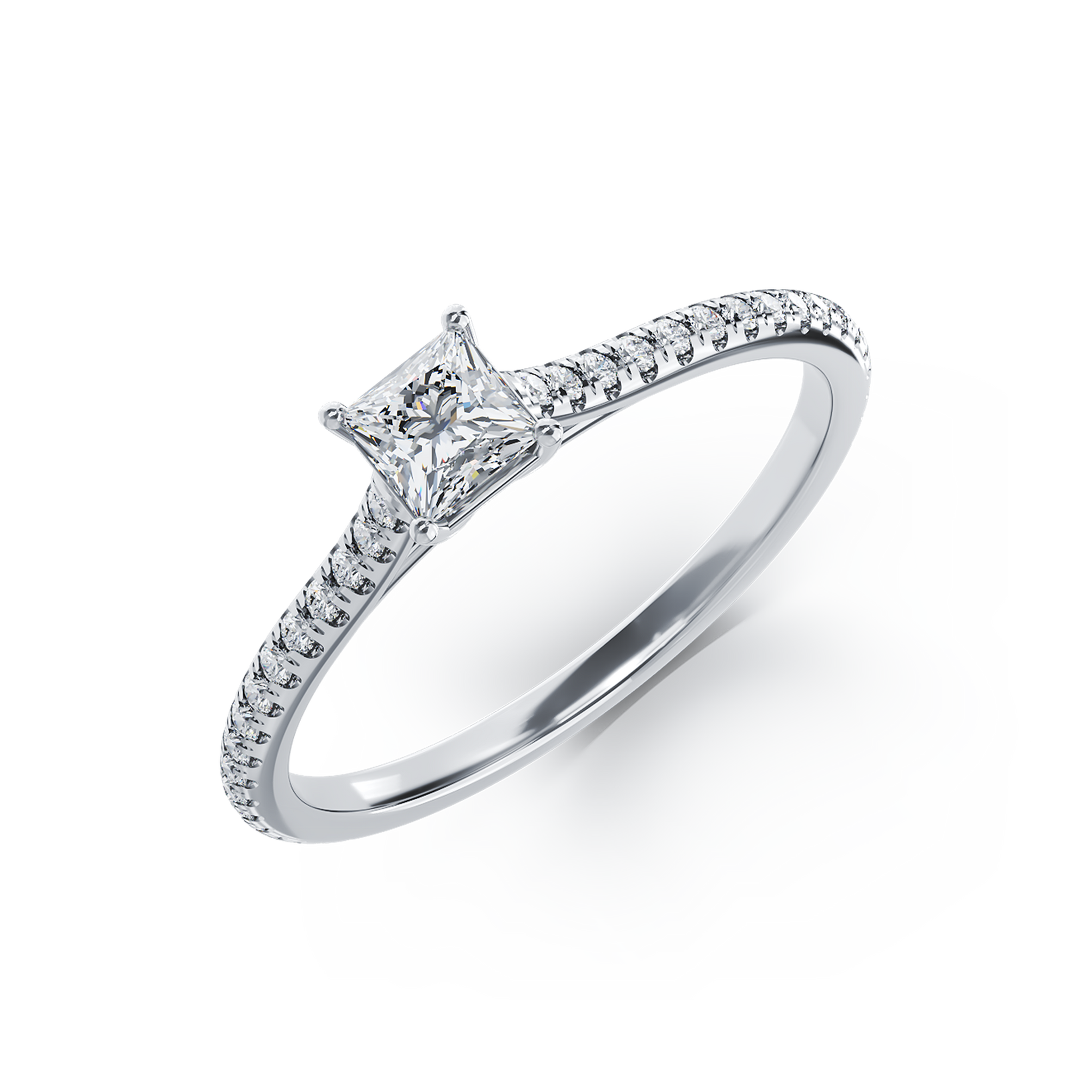 Platynowy pierścionek zaręczynowy z brylantem 0.3ct i brylantami 0.18ct