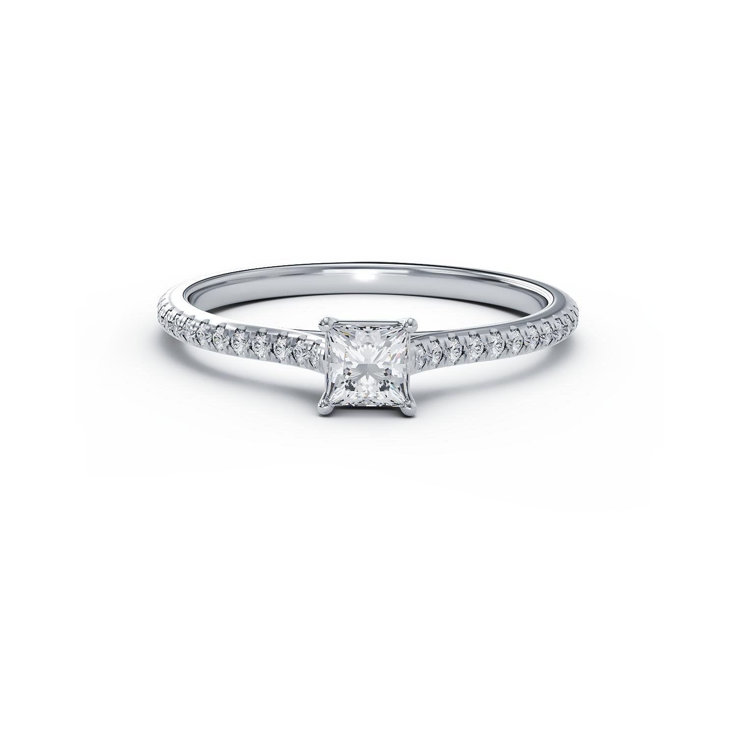 Inel de logodna din platina cu diamant de 0.3ct si diamante de 0.18ct