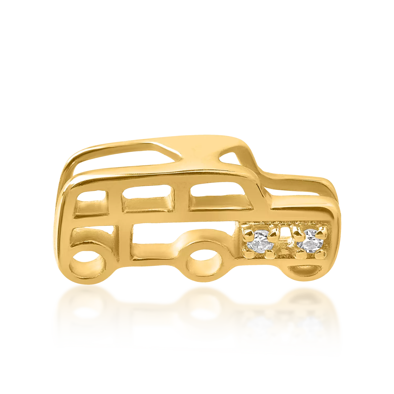 Pandantiv masinuta pentru copii din aur galben de 14K cu diamante de 0.008ct