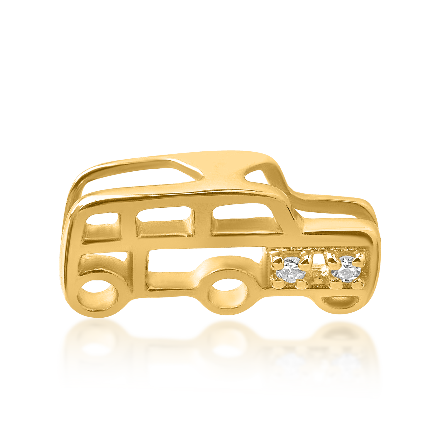 Pandant masinuta pentru copii din aur galben de 14K cu diamante de 0.008ct
