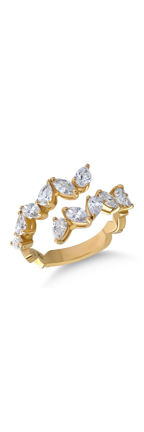 18K sárga arany gyűrű 1.68ct gyémántokkal