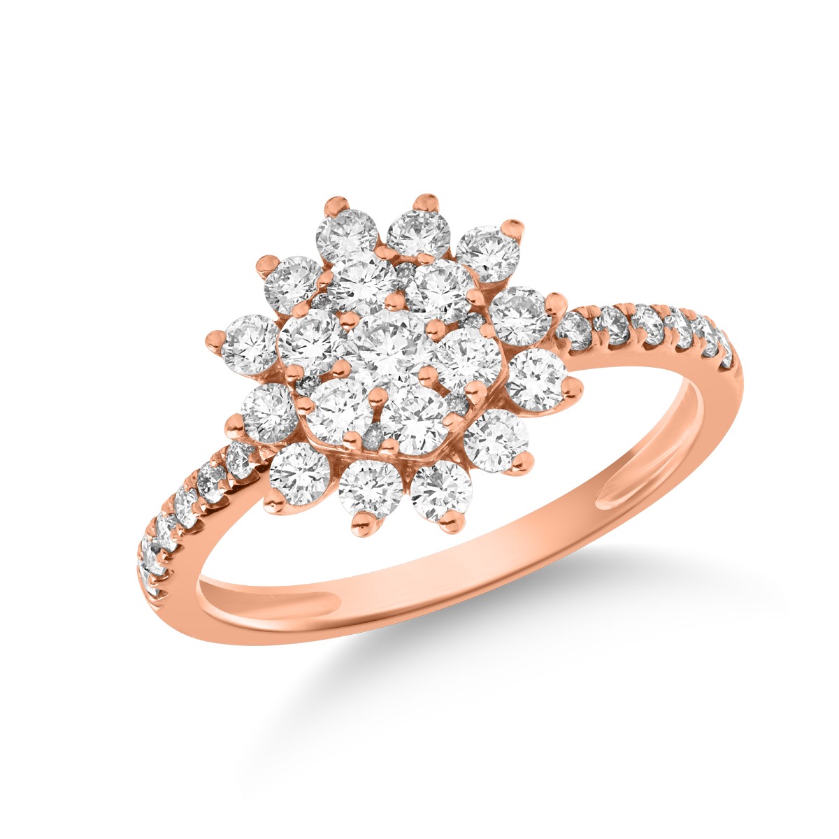 18K rózsa arany gyűrű 0.091ct gyémánttal és 0.701ct gyémánttal