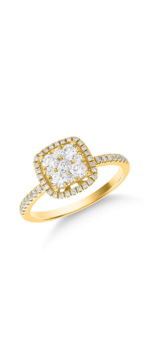 18 karátos sárga arany gyűrű 0.61 karátos gyémántokkal