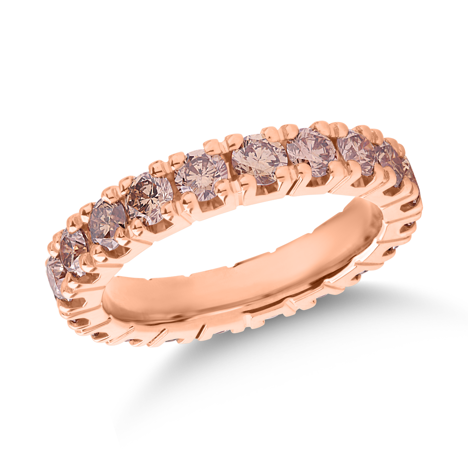 Örökkévalóság gyűrű rózsaszín aranyból 2.55ct barna gyémántokkal