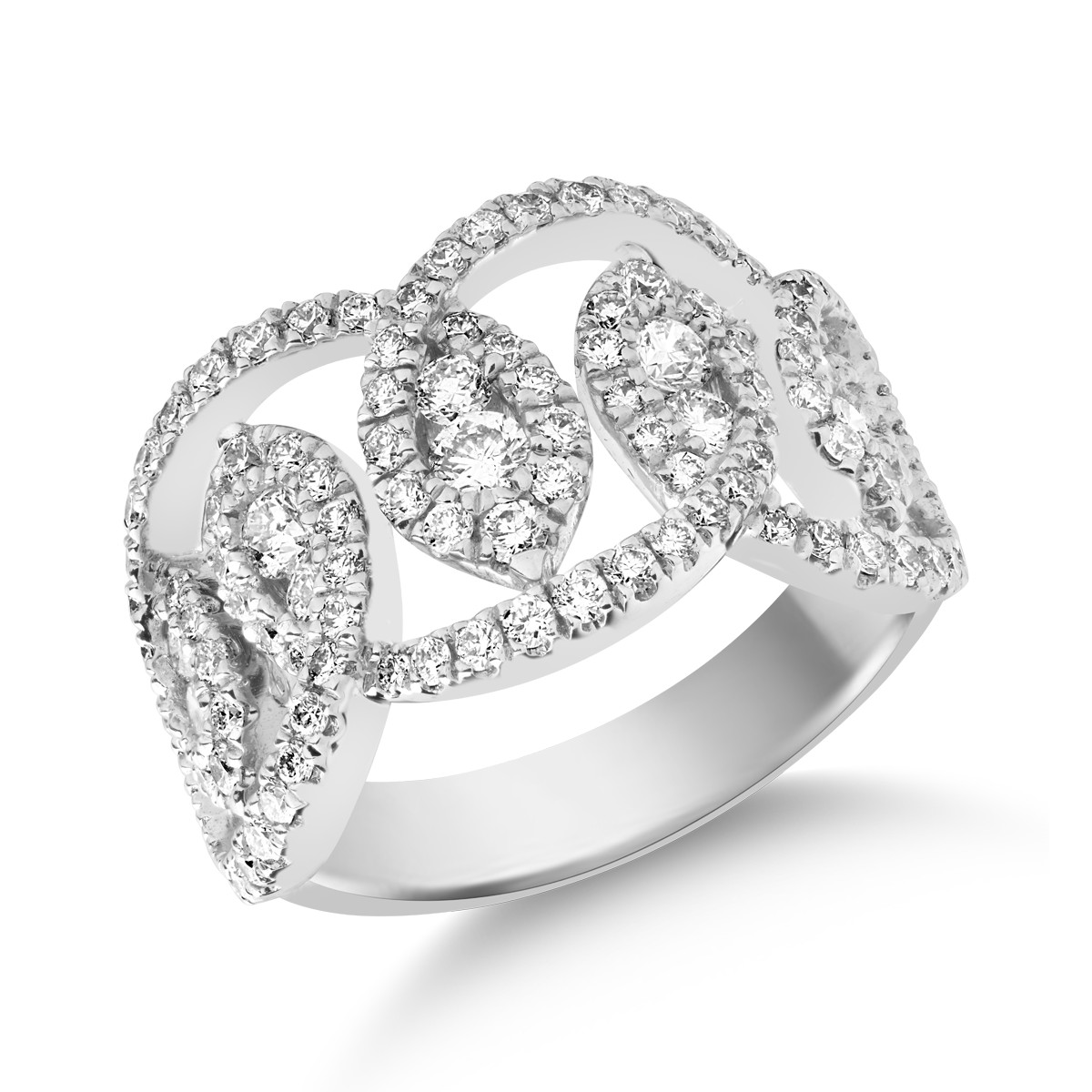 18K бял златен пръстен с диаманти от 1,4ct