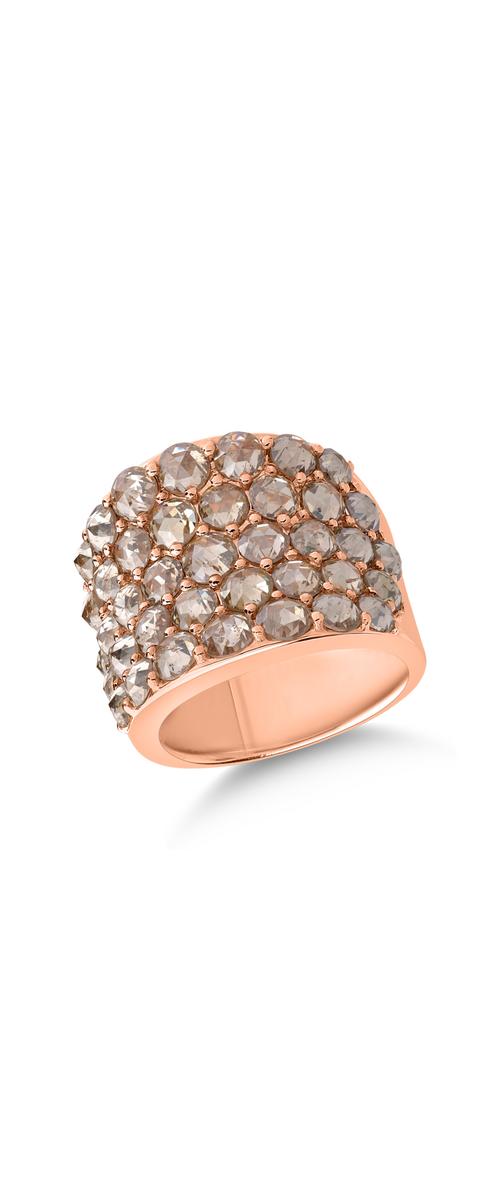 18K rózsaszín arany gyűrű barna gyémántok 6.45ct