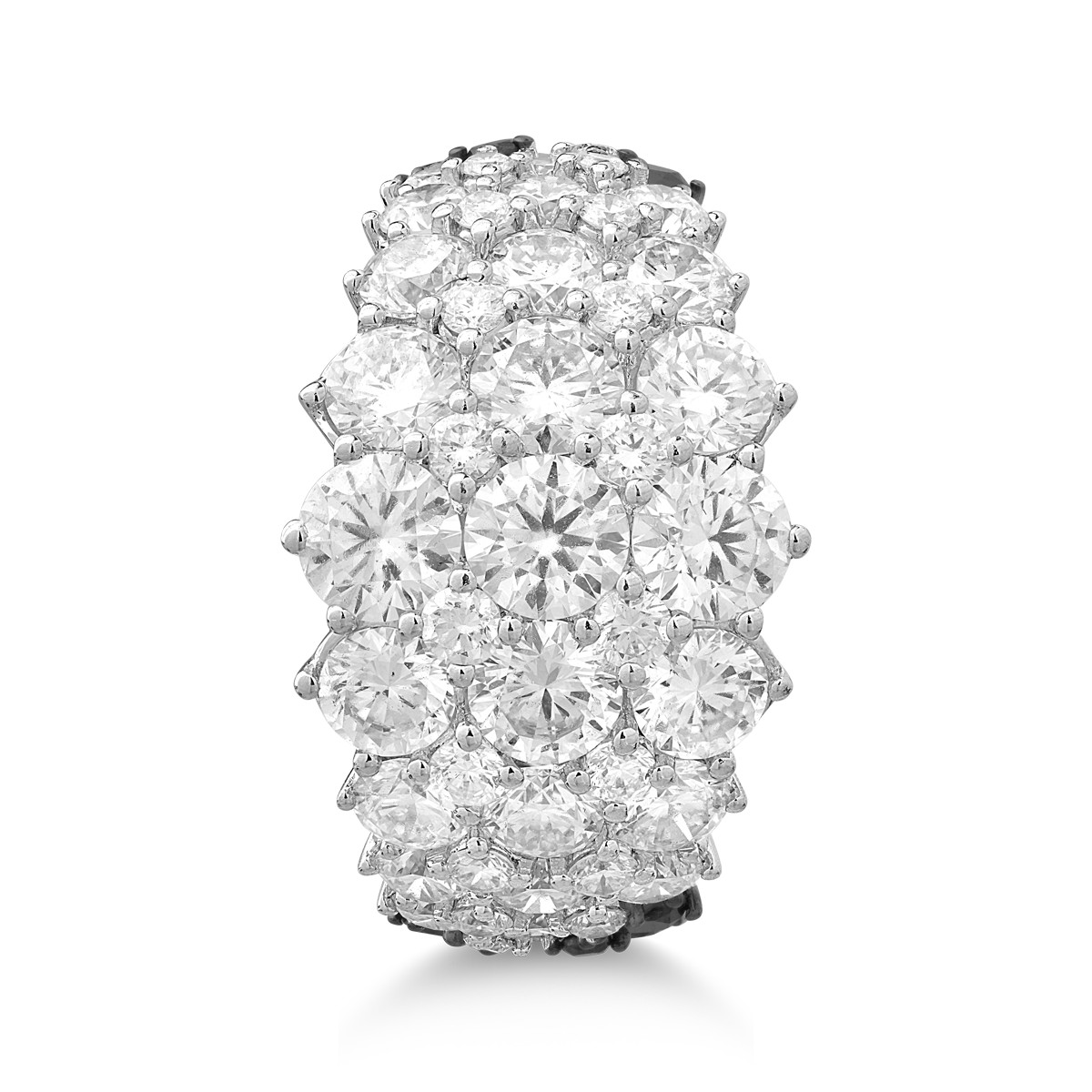 18K бял златен пръстен с прозрачни диаманти от 5.55ct и черни диаманти от 1.96ct