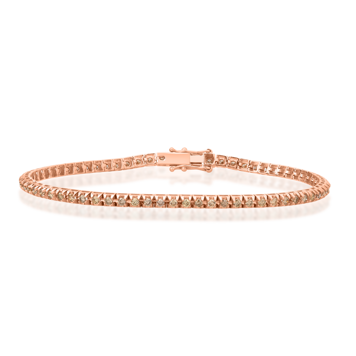 Poze Bratara tennis din aur roz de 18K cu diamante maro de 1.5ct