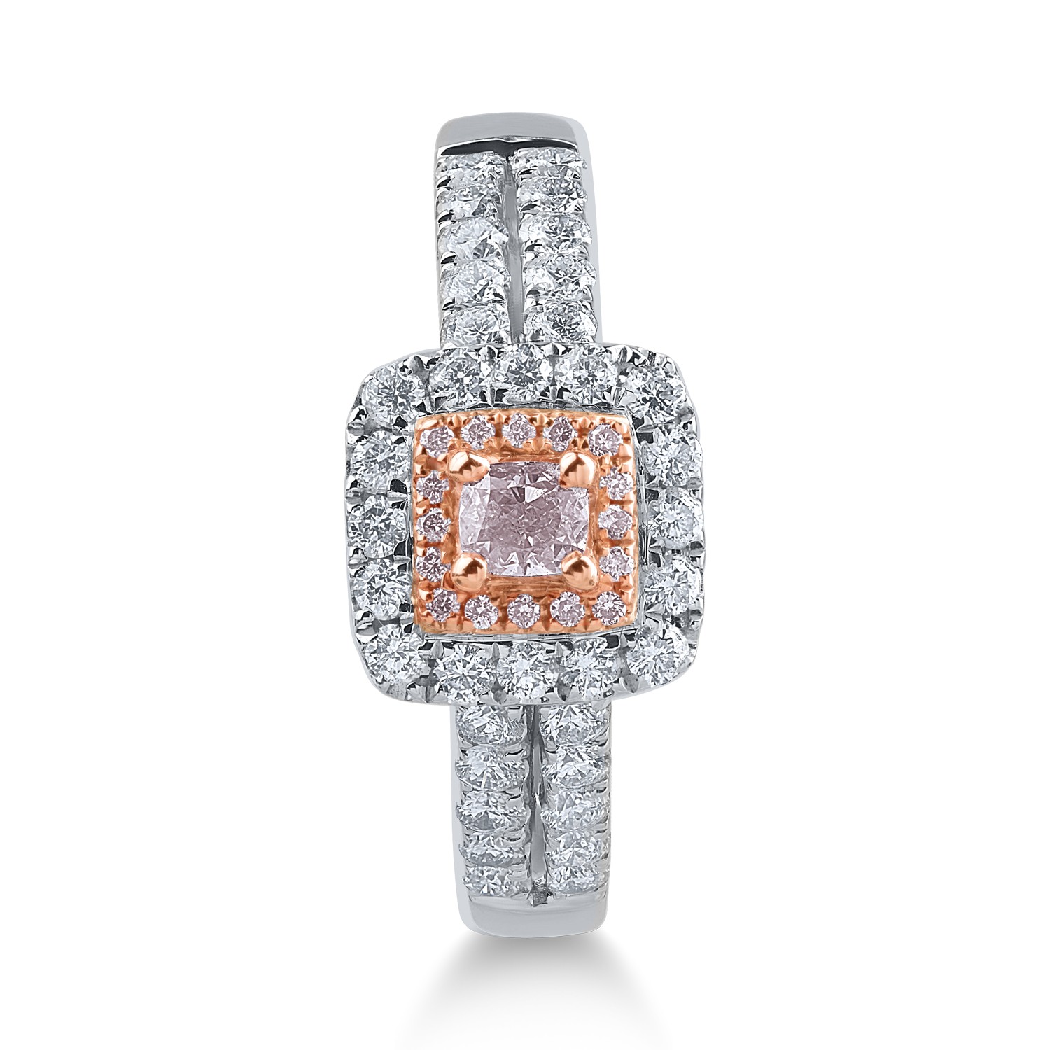 Пръстен от бяло розово злато с 0.49ct прозрачни диаманти и 0.21ct розови диаманти