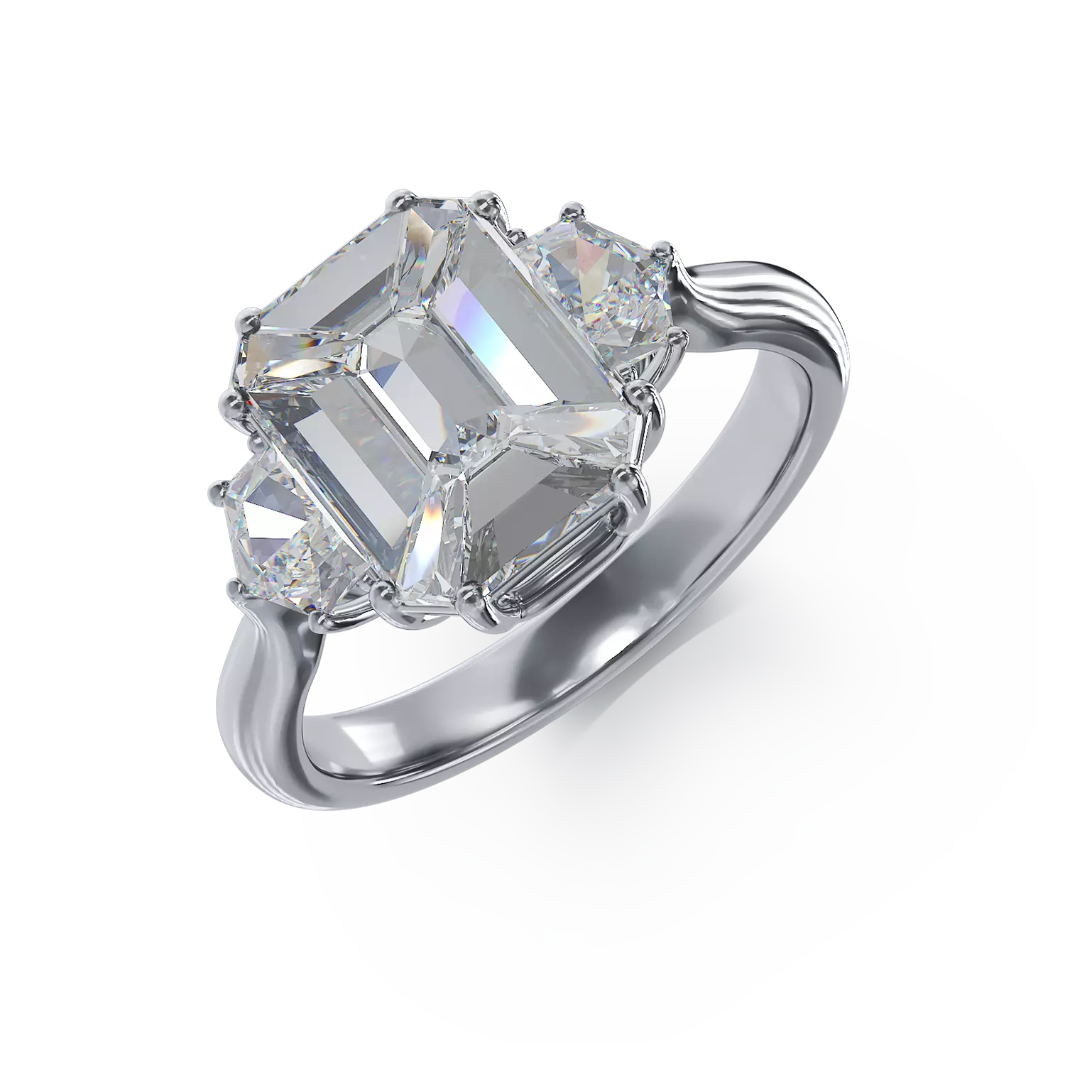 Inel de logodna din aur alb de 18K cu diamante de 1.22ct