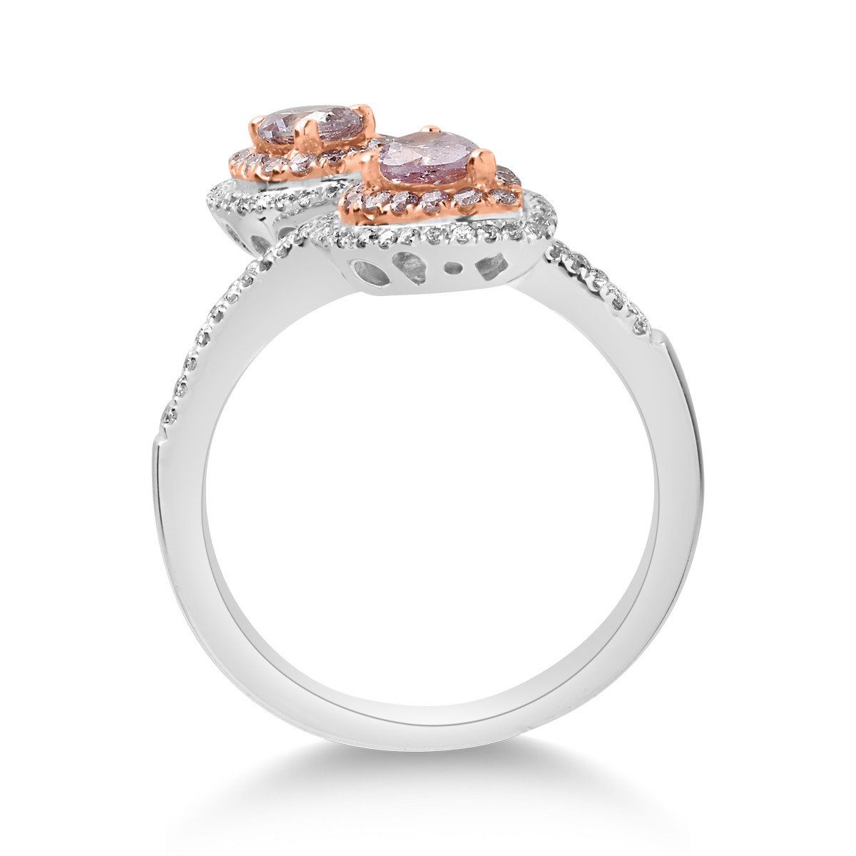 18K white-rose gold ring with 0.55ct pink diamonds and 0.35ct clear diamonds