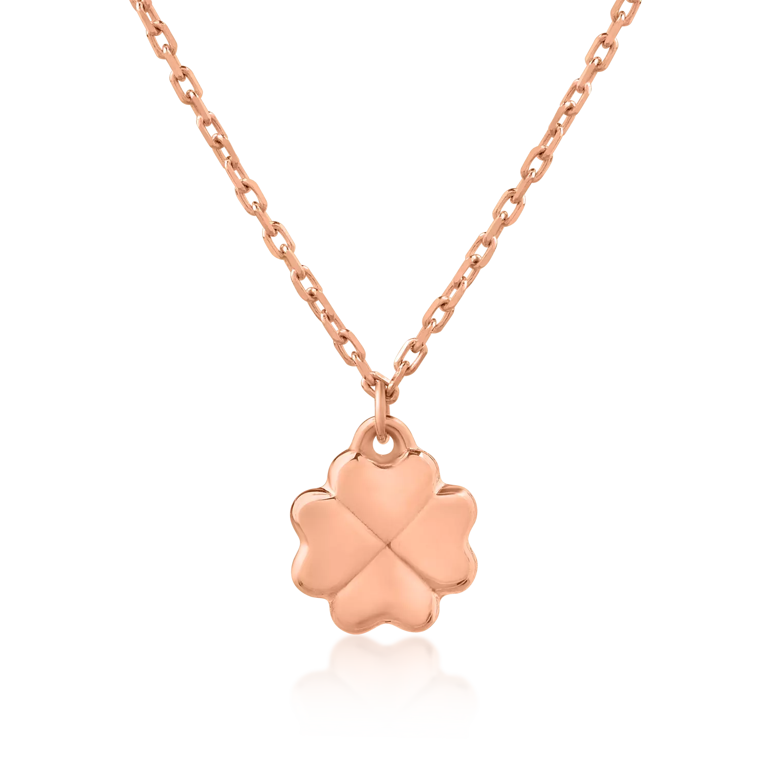 14K rose gold chain with clover pendant