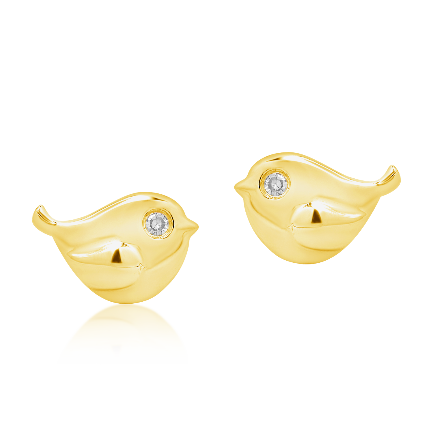 14K yellow gold children's earrings with 0.012ct diamonds