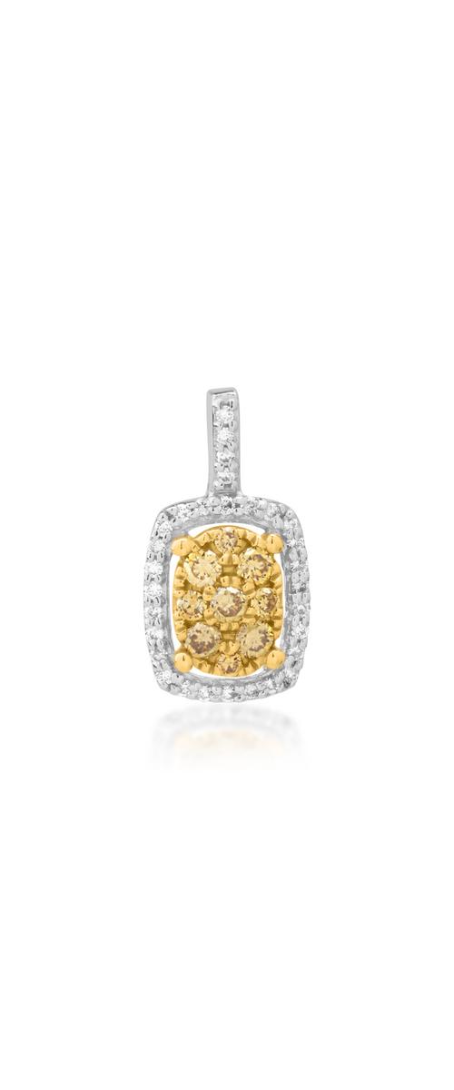 18K fehér-sárga arany medál 0.18K díszsárga gyémántokkal és 0.08ct gyémántokkal