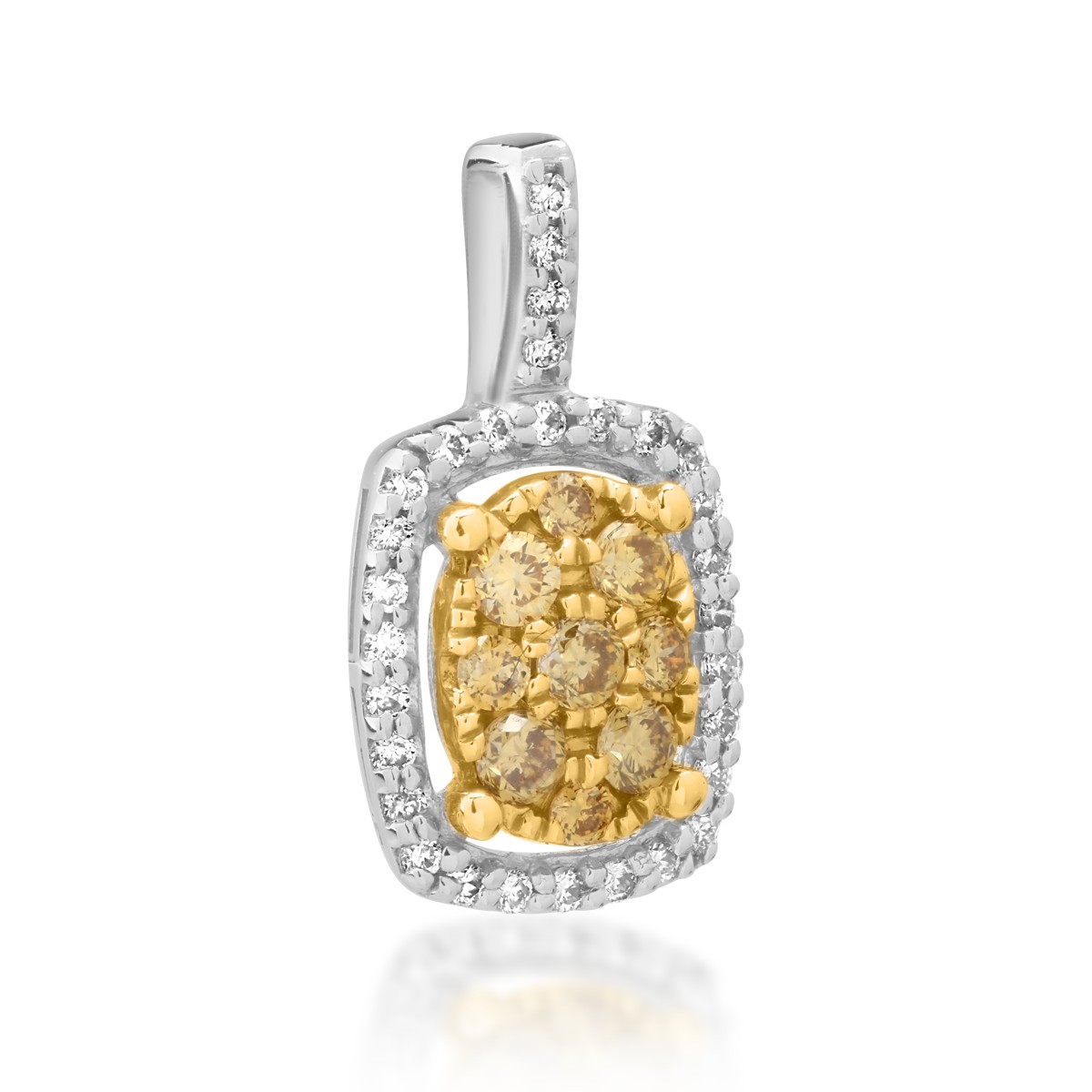 Pandantiv din aur alb-galben de 18K cu diamante fancy-galben de 0.18ct si diamante de 0.08ct