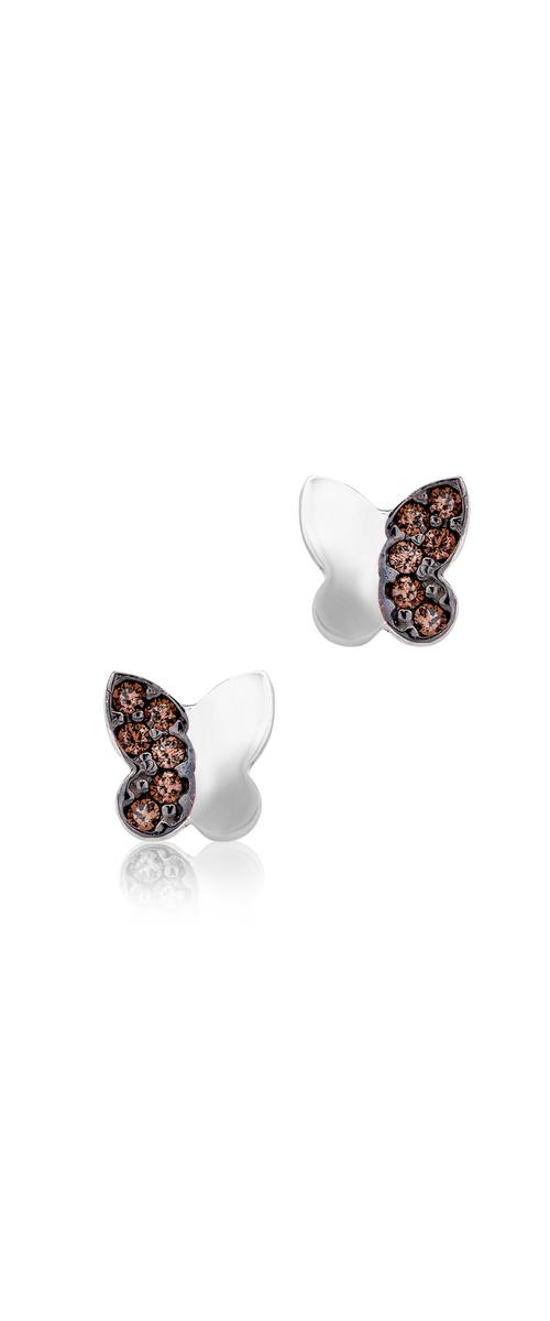14K white gold butterflies earrings
