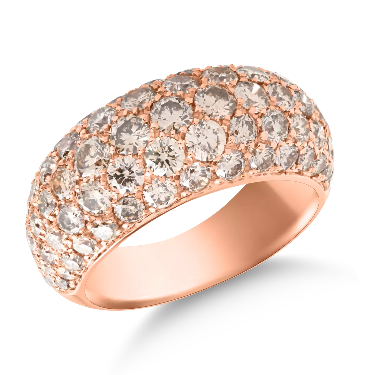 18K rózsaszín arany gyűrű 3.5ct barna gyémántokkal