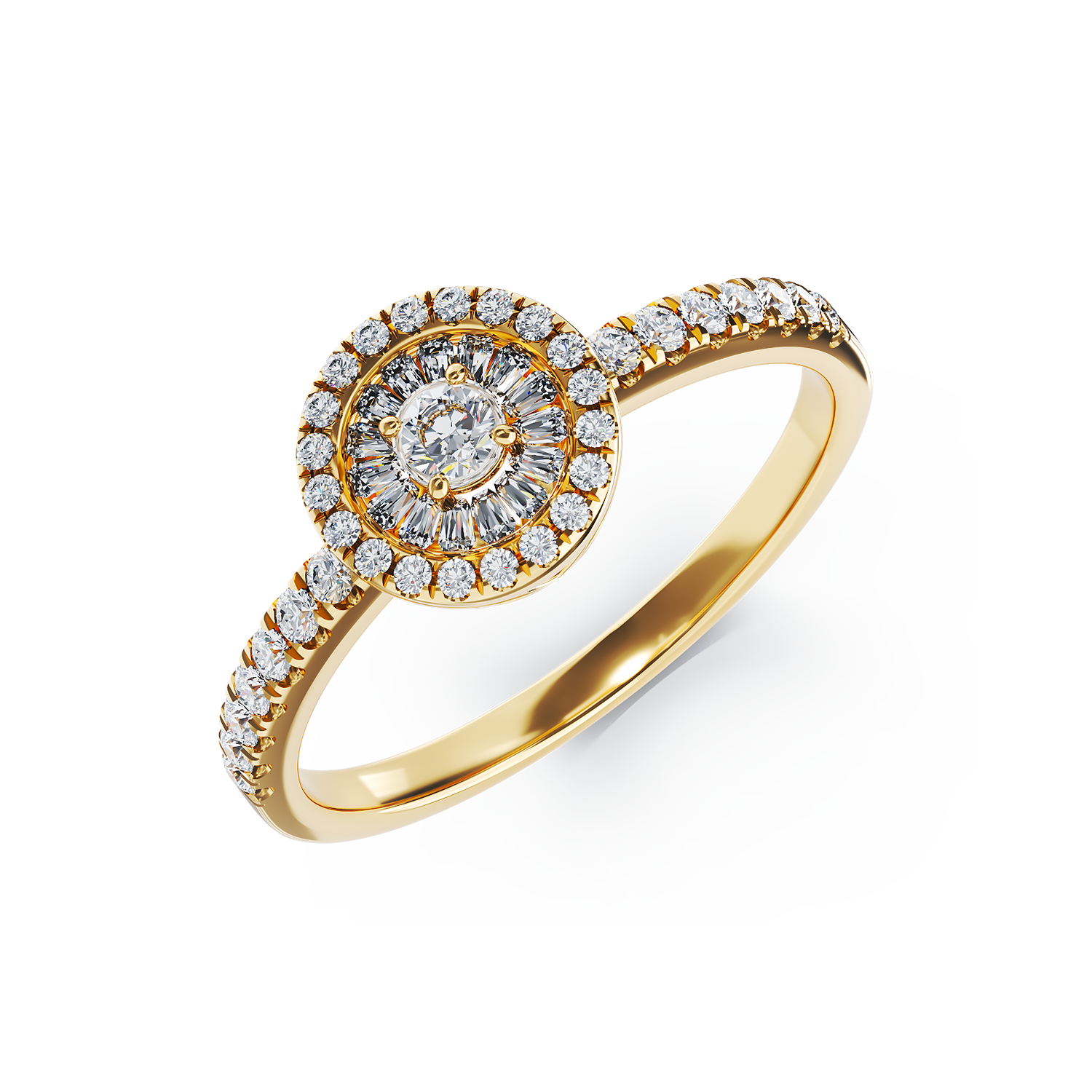 Inel de logodna din aur galben de 18K cu diamante de 0.31ct 0.31ct poza noua reduceri 2022