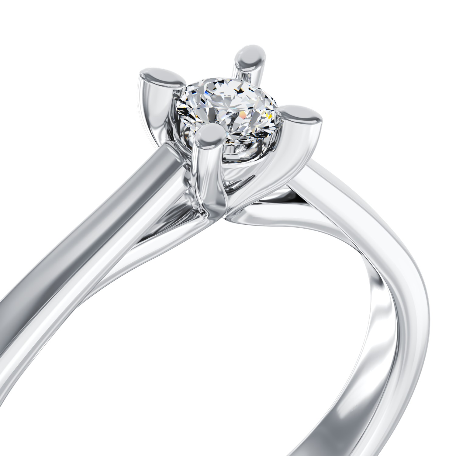 Годежен пръстен от бяло злато 18K с диамант пасианс 0.2ct