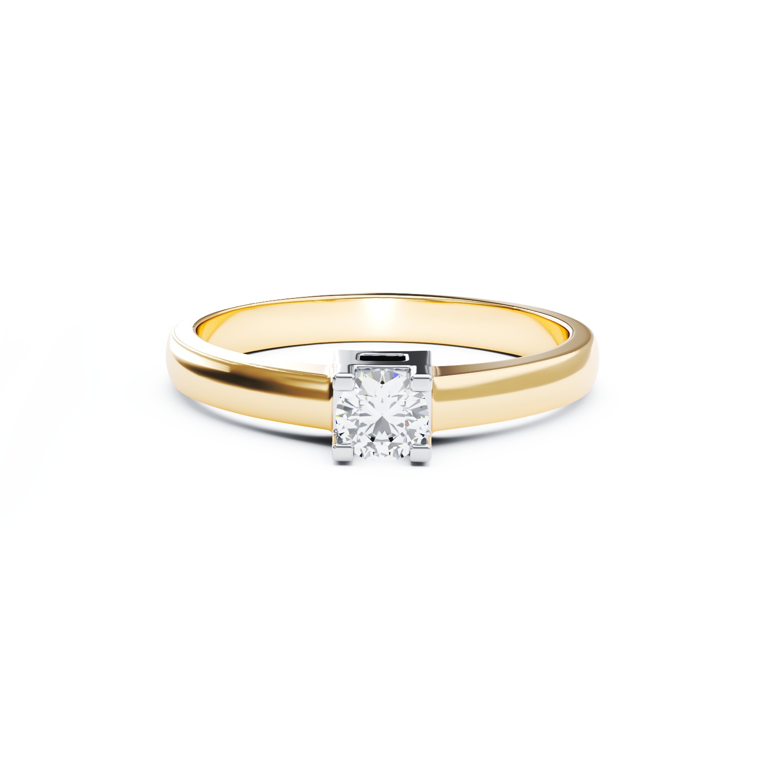 Годежен пръстен от 18K жълто злато с диамант пасианс 0.31ct