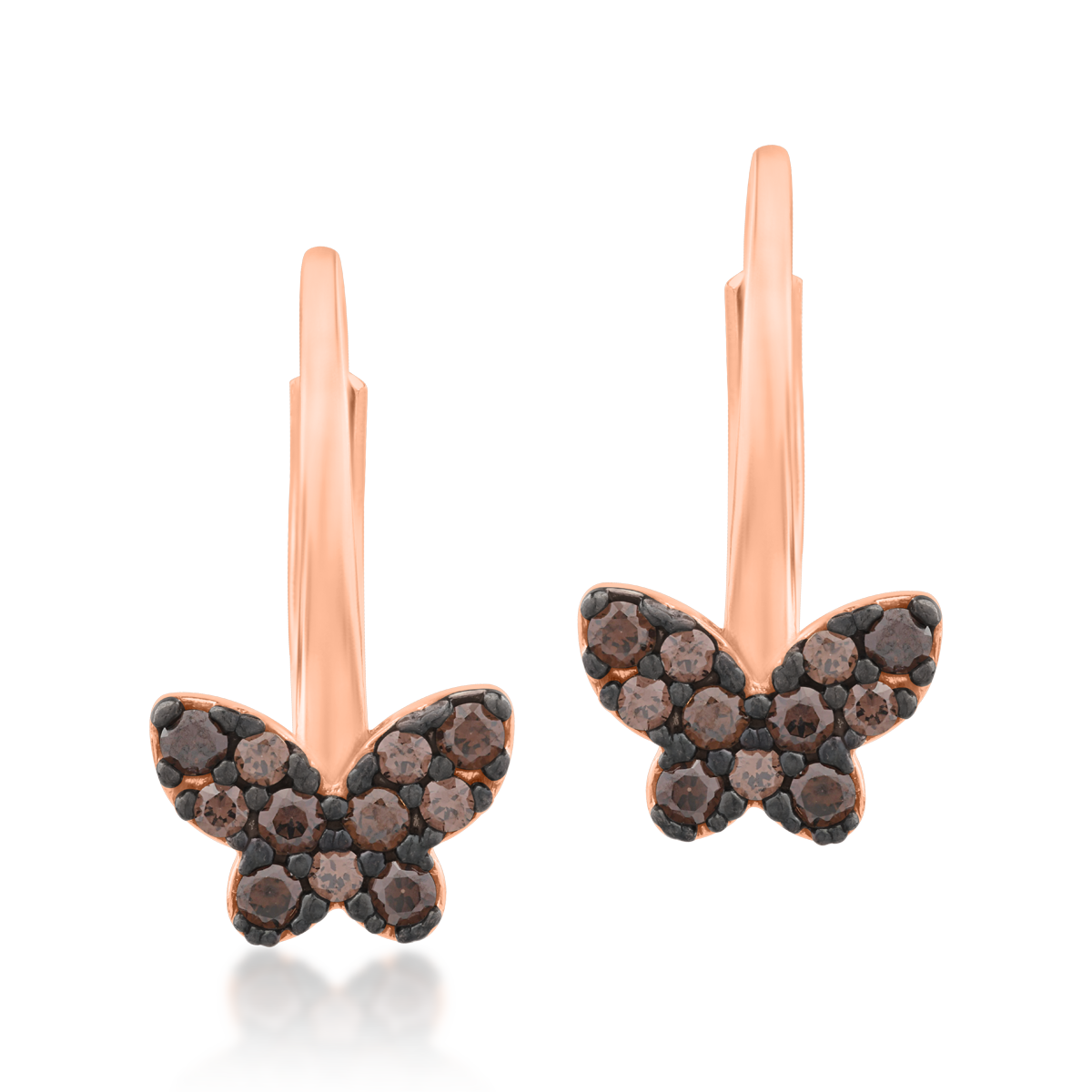14K rose gold butterflies earrings