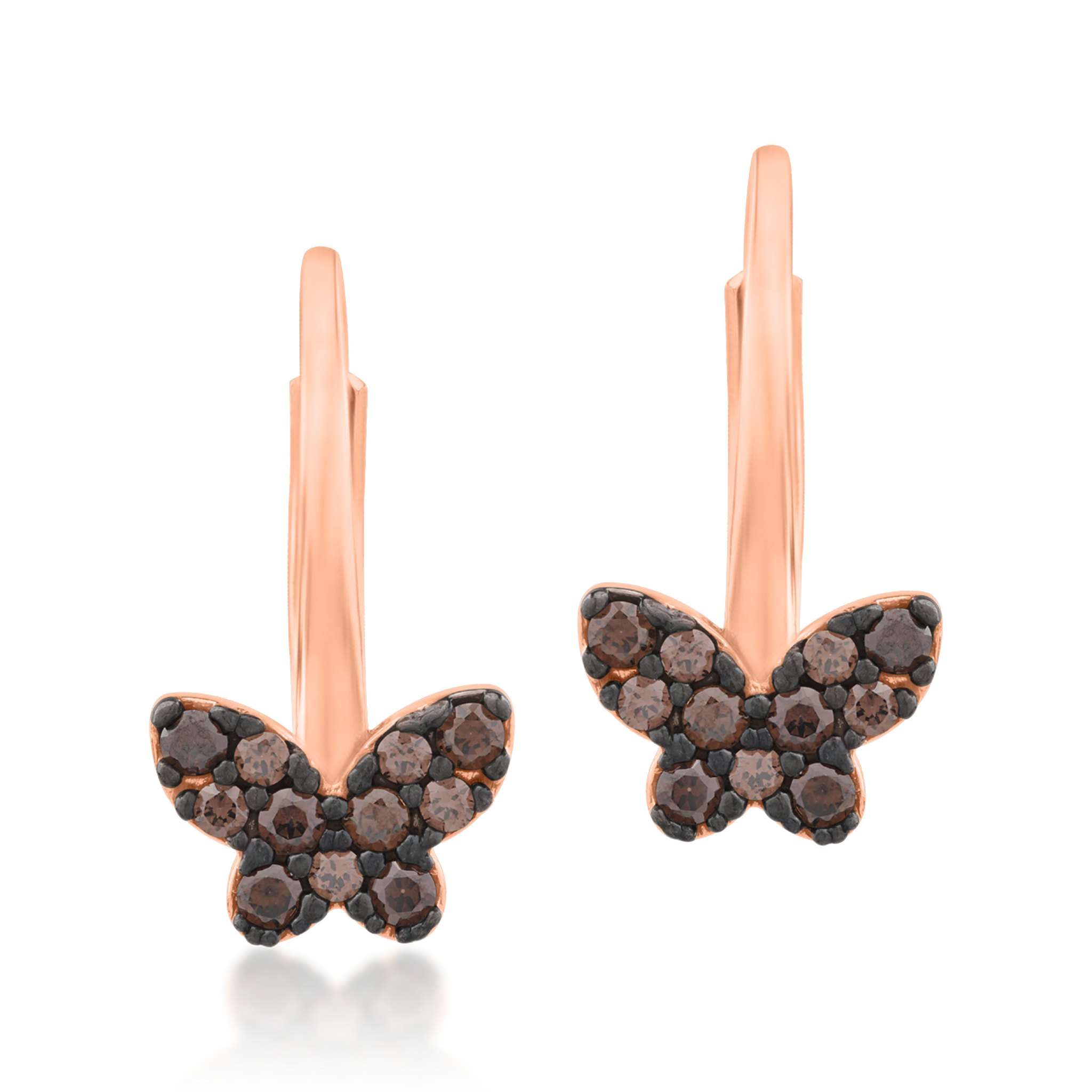 Kolczyki motyle z 14K różowego złota